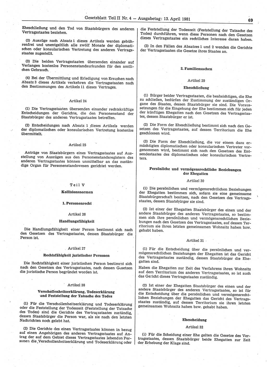 Gesetzblatt (GBl.) der Deutschen Demokratischen Republik (DDR) Teil ⅠⅠ 1981, Seite 69 (GBl. DDR ⅠⅠ 1981, S. 69)