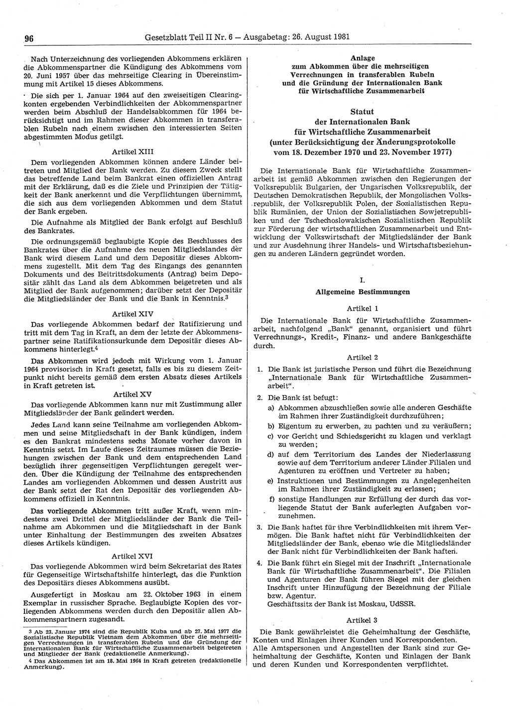 Gesetzblatt (GBl.) der Deutschen Demokratischen Republik (DDR) Teil ⅠⅠ 1981, Seite 96 (GBl. DDR ⅠⅠ 1981, S. 96)