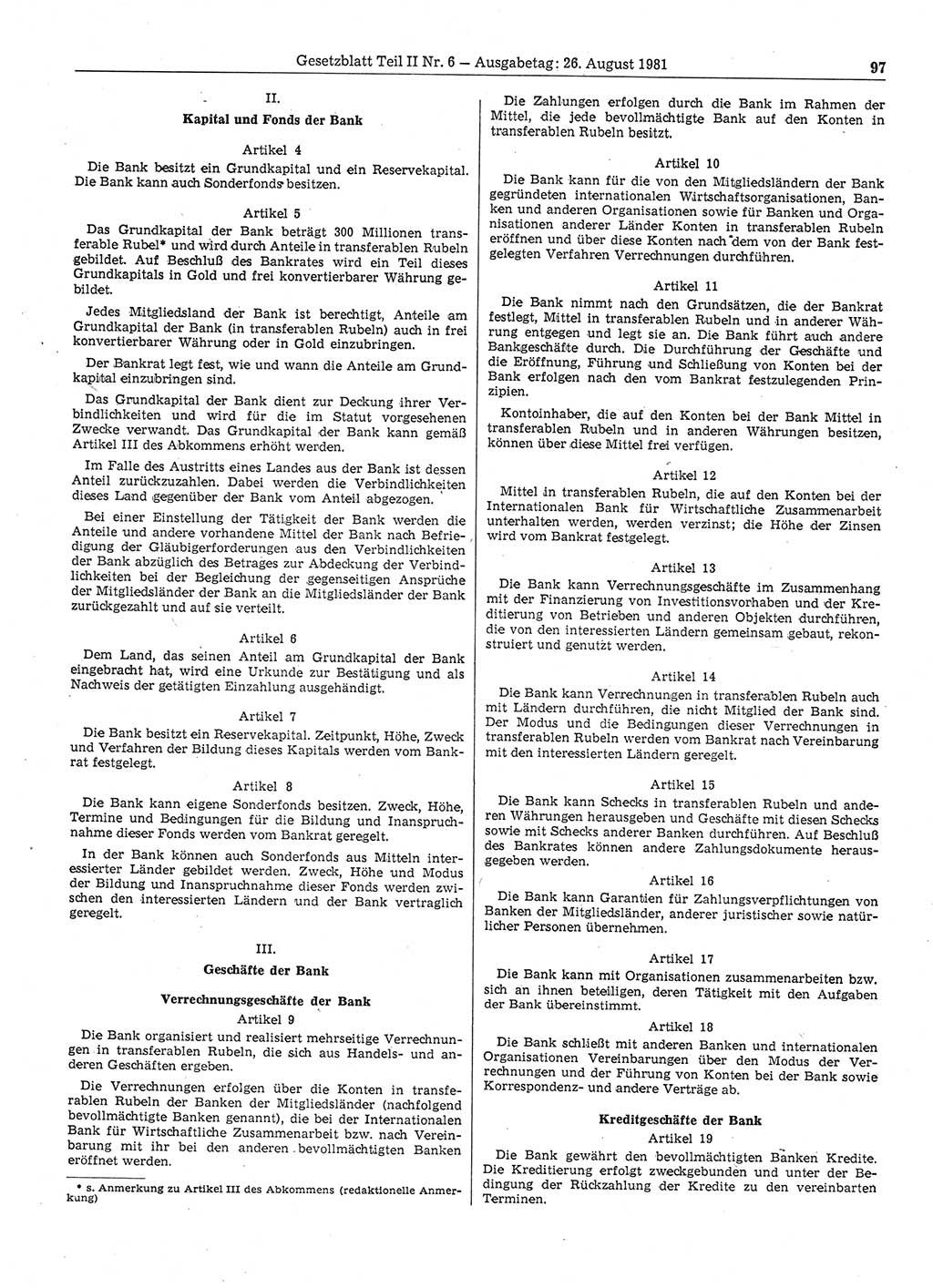 Gesetzblatt (GBl.) der Deutschen Demokratischen Republik (DDR) Teil ⅠⅠ 1981, Seite 97 (GBl. DDR ⅠⅠ 1981, S. 97)
