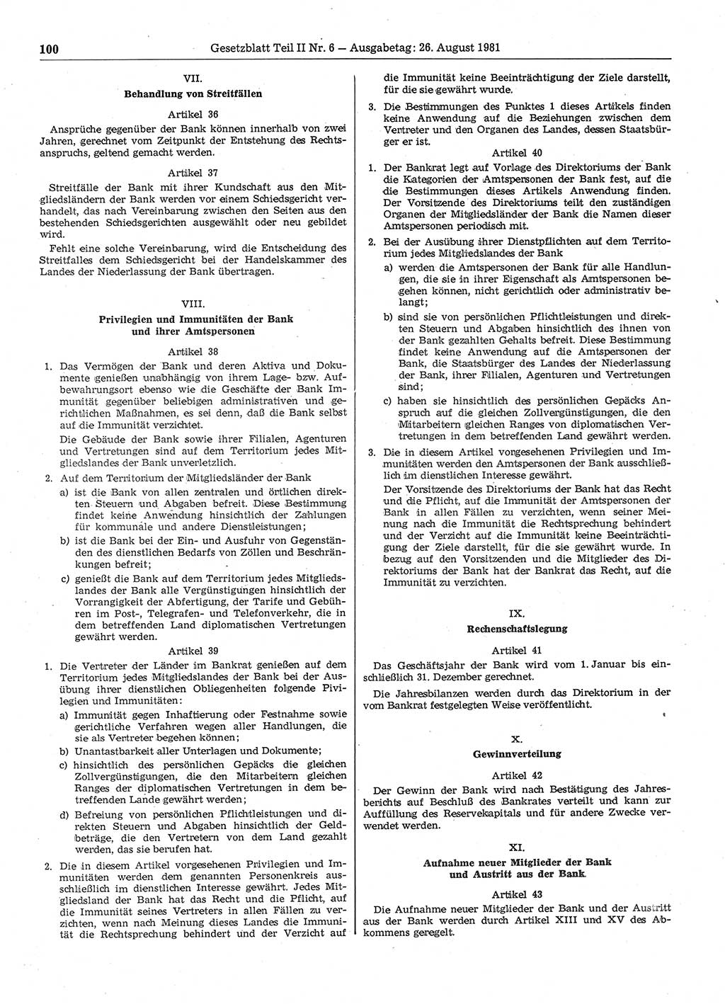 Gesetzblatt (GBl.) der Deutschen Demokratischen Republik (DDR) Teil ⅠⅠ 1981, Seite 100 (GBl. DDR ⅠⅠ 1981, S. 100)