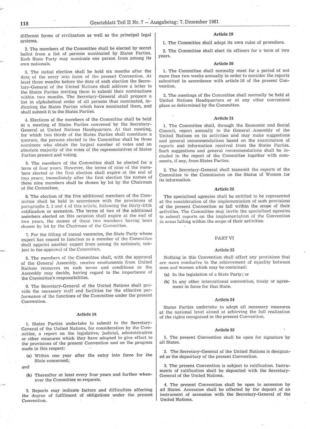 Gesetzblatt (GBl.) der Deutschen Demokratischen Republik (DDR) Teil ⅠⅠ 1981, Seite 118 (GBl. DDR ⅠⅠ 1981, S. 118)