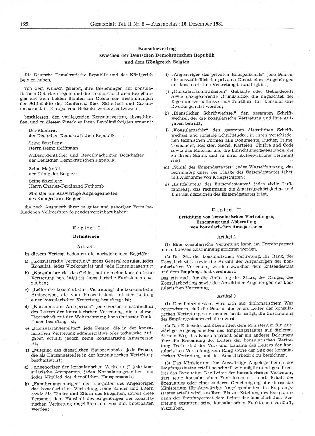 Gesetzblatt (GBl.) der Deutschen Demokratischen Republik (DDR) Teil ⅠⅠ 1981, Seite 122 (GBl. DDR ⅠⅠ 1981, S. 122)