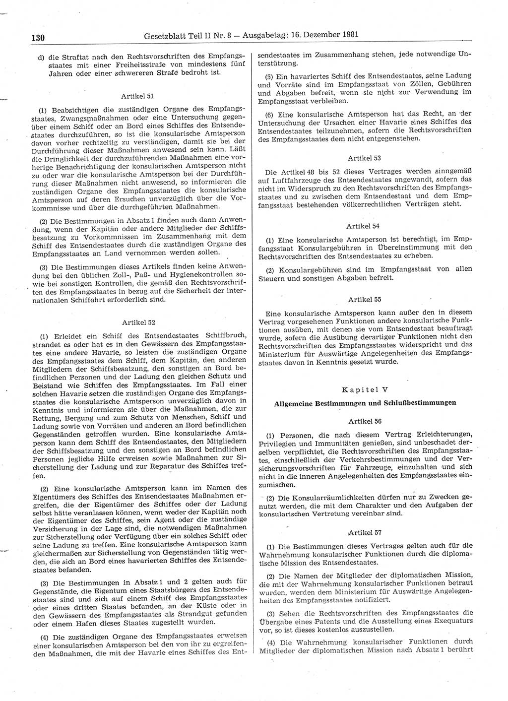 Gesetzblatt (GBl.) der Deutschen Demokratischen Republik (DDR) Teil ⅠⅠ 1981, Seite 130 (GBl. DDR ⅠⅠ 1981, S. 130)