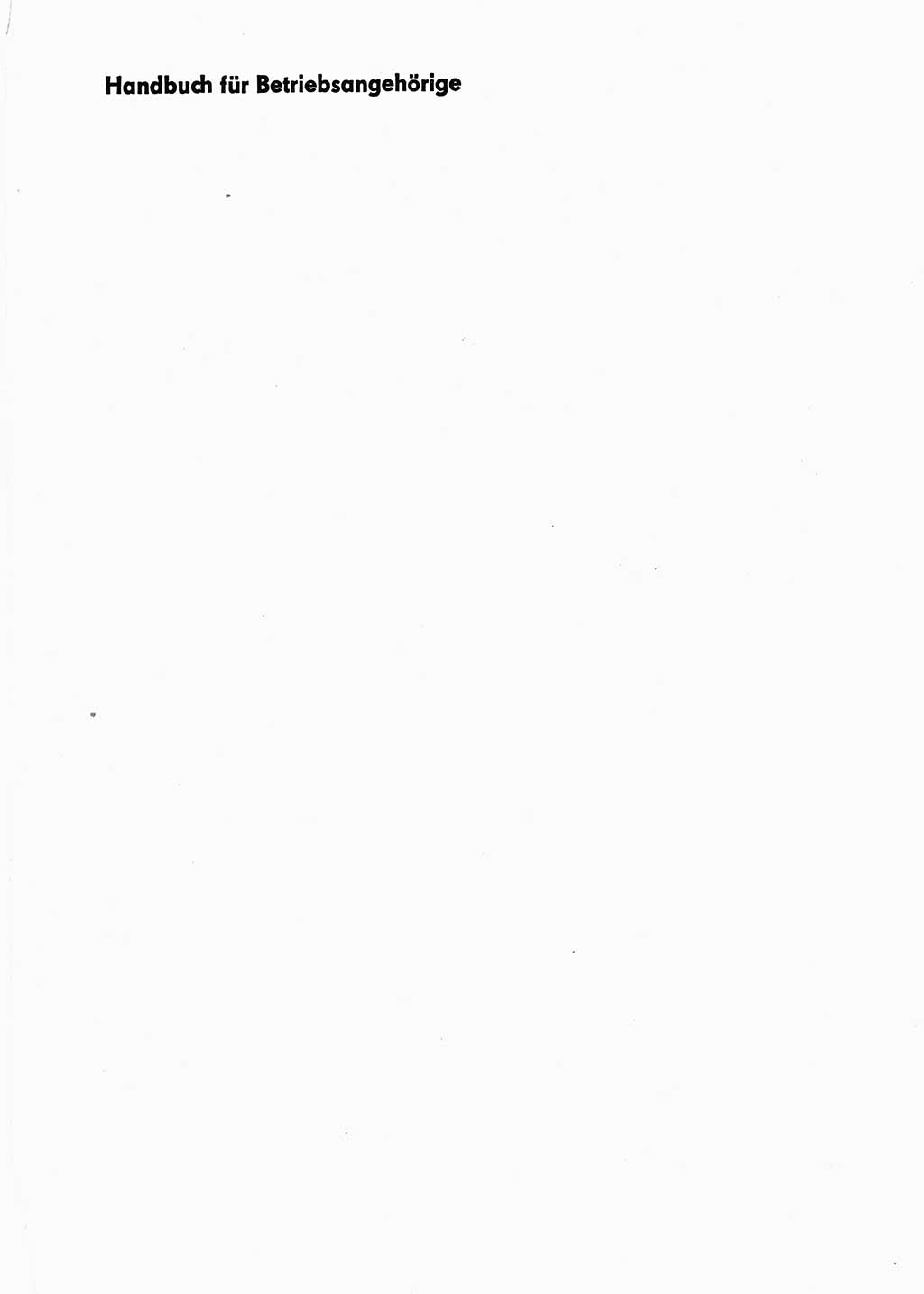 Handbuch für Betriebsangehörige, Abteilung Strafvollzug (SV) [Ministerium des Innern (MdI) Deutsche Demokratische Republik (DDR)] 1981, Seite 1 (Hb. BA Abt. SV MdI DDR 1981, S. 1)