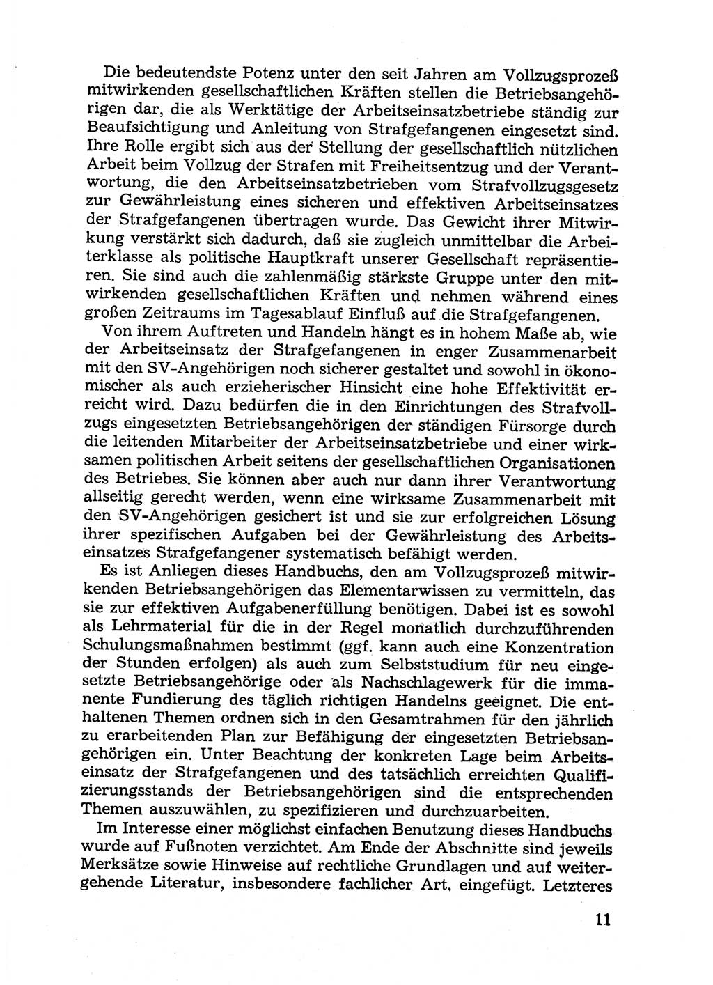 Handbuch für Betriebsangehörige, Abteilung Strafvollzug (SV) [Ministerium des Innern (MdI) Deutsche Demokratische Republik (DDR)] 1981, Seite 11 (Hb. BA Abt. SV MdI DDR 1981, S. 11)