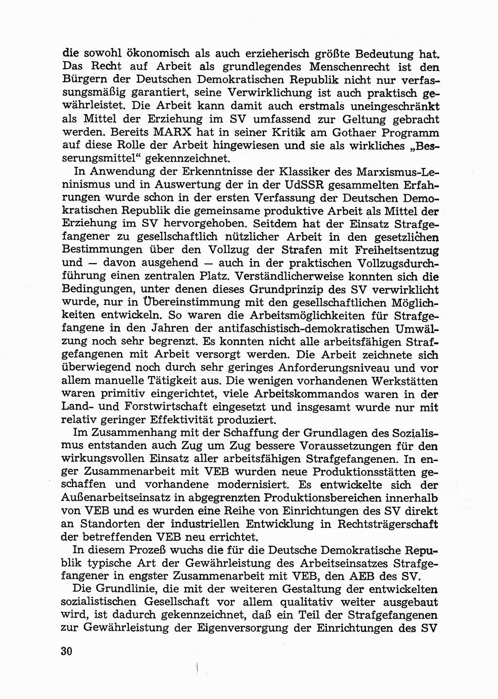 Handbuch für Betriebsangehörige, Abteilung Strafvollzug (SV) [Ministerium des Innern (MdI) Deutsche Demokratische Republik (DDR)] 1981, Seite 30 (Hb. BA Abt. SV MdI DDR 1981, S. 30)