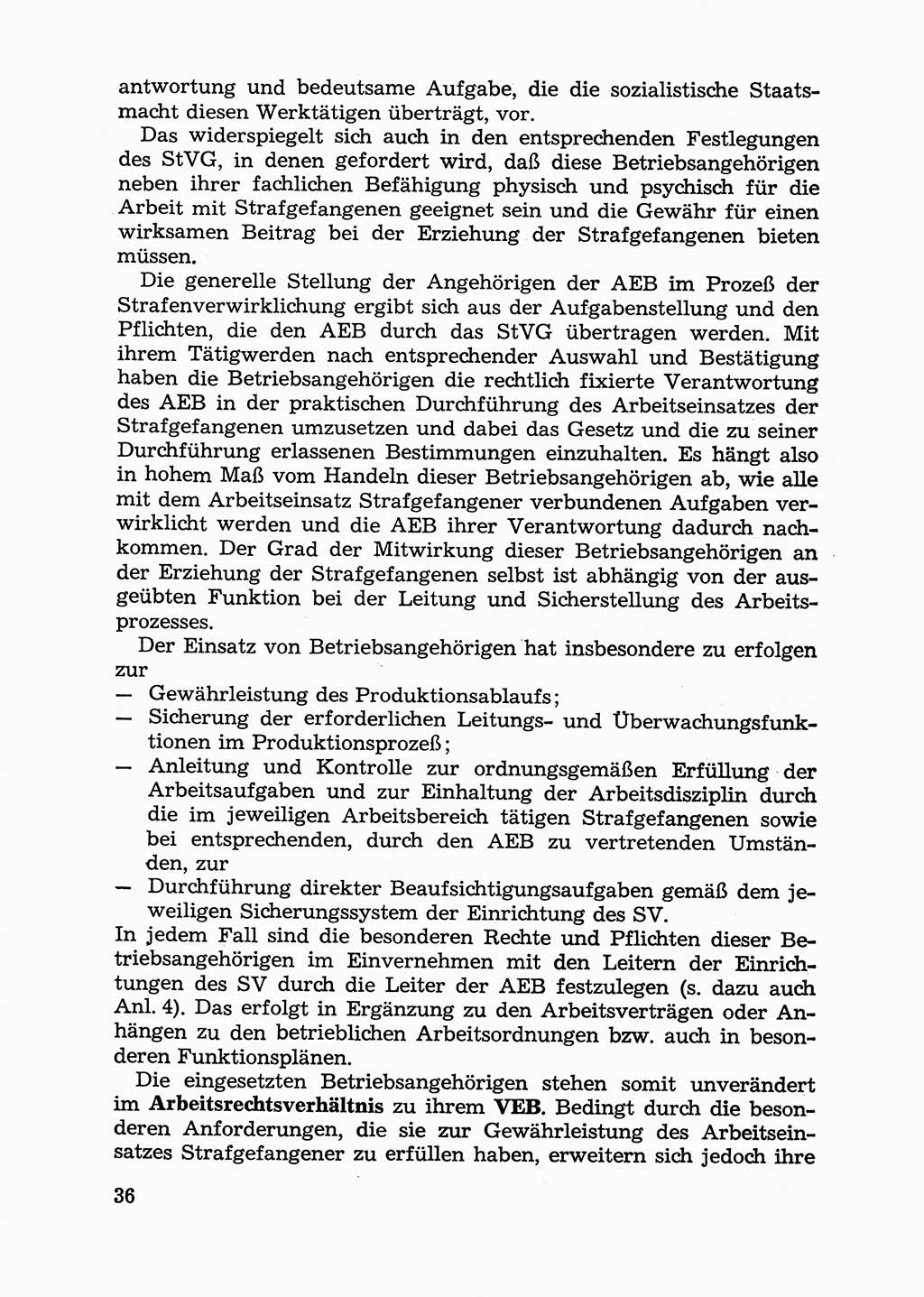 Handbuch für Betriebsangehörige, Abteilung Strafvollzug (SV) [Ministerium des Innern (MdI) Deutsche Demokratische Republik (DDR)] 1981, Seite 36 (Hb. BA Abt. SV MdI DDR 1981, S. 36)