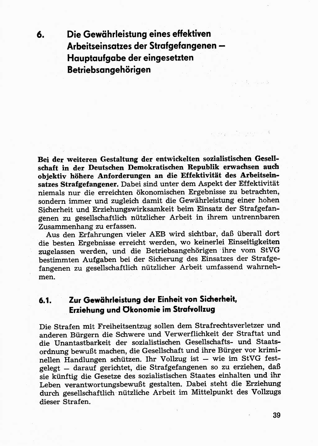 Handbuch für Betriebsangehörige, Abteilung Strafvollzug (SV) [Ministerium des Innern (MdI) Deutsche Demokratische Republik (DDR)] 1981, Seite 39 (Hb. BA Abt. SV MdI DDR 1981, S. 39)