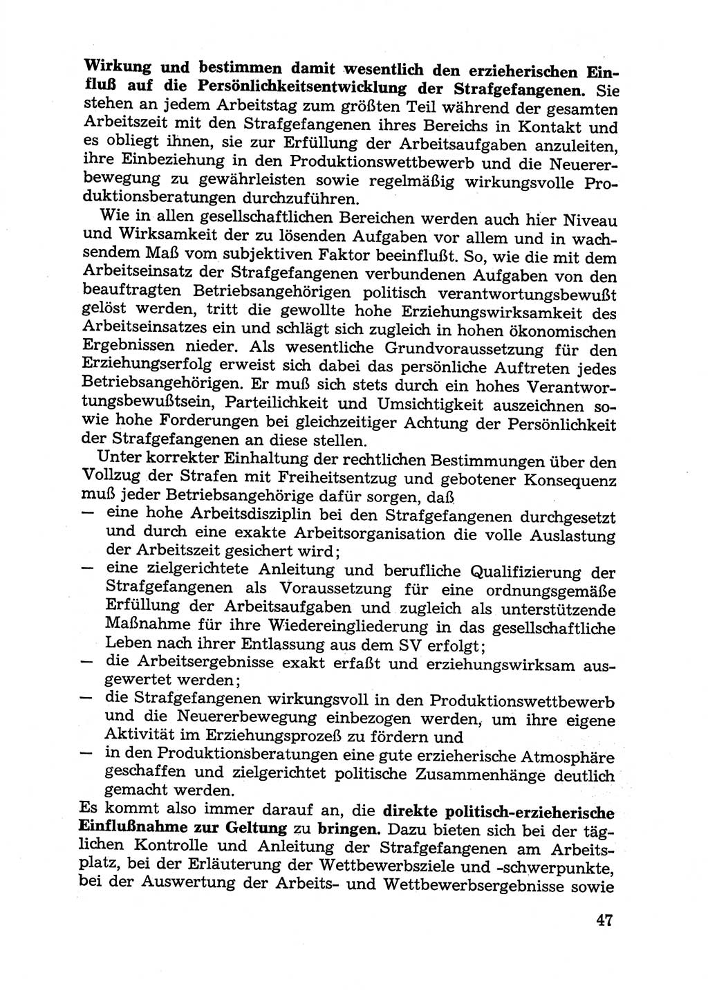 Handbuch für Betriebsangehörige, Abteilung Strafvollzug (SV) [Ministerium des Innern (MdI) Deutsche Demokratische Republik (DDR)] 1981, Seite 47 (Hb. BA Abt. SV MdI DDR 1981, S. 47)