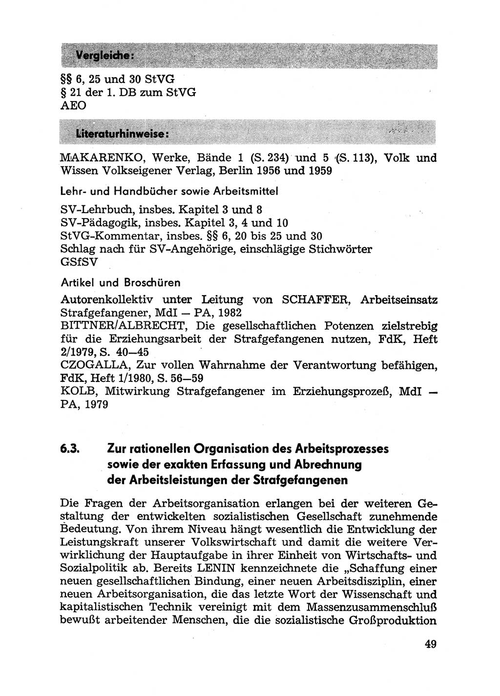 Handbuch für Betriebsangehörige, Abteilung Strafvollzug (SV) [Ministerium des Innern (MdI) Deutsche Demokratische Republik (DDR)] 1981, Seite 49 (Hb. BA Abt. SV MdI DDR 1981, S. 49)