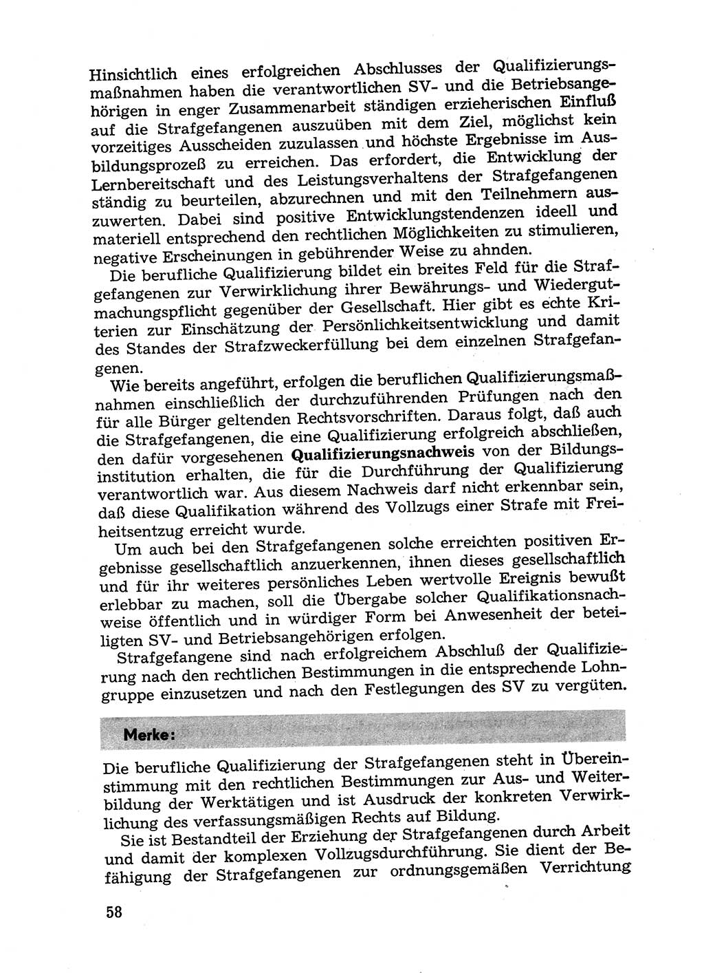 Handbuch für Betriebsangehörige, Abteilung Strafvollzug (SV) [Ministerium des Innern (MdI) Deutsche Demokratische Republik (DDR)] 1981, Seite 58 (Hb. BA Abt. SV MdI DDR 1981, S. 58)