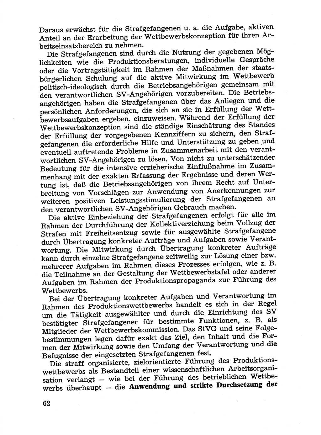 Handbuch für Betriebsangehörige, Abteilung Strafvollzug (SV) [Ministerium des Innern (MdI) Deutsche Demokratische Republik (DDR)] 1981, Seite 62 (Hb. BA Abt. SV MdI DDR 1981, S. 62)