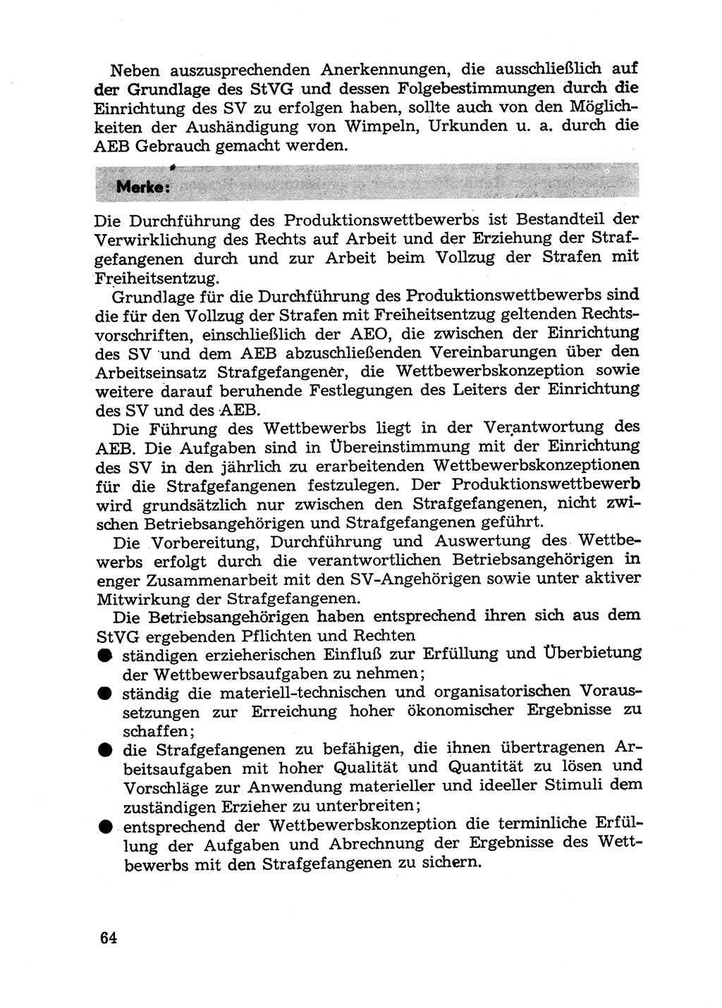 Handbuch für Betriebsangehörige, Abteilung Strafvollzug (SV) [Ministerium des Innern (MdI) Deutsche Demokratische Republik (DDR)] 1981, Seite 64 (Hb. BA Abt. SV MdI DDR 1981, S. 64)