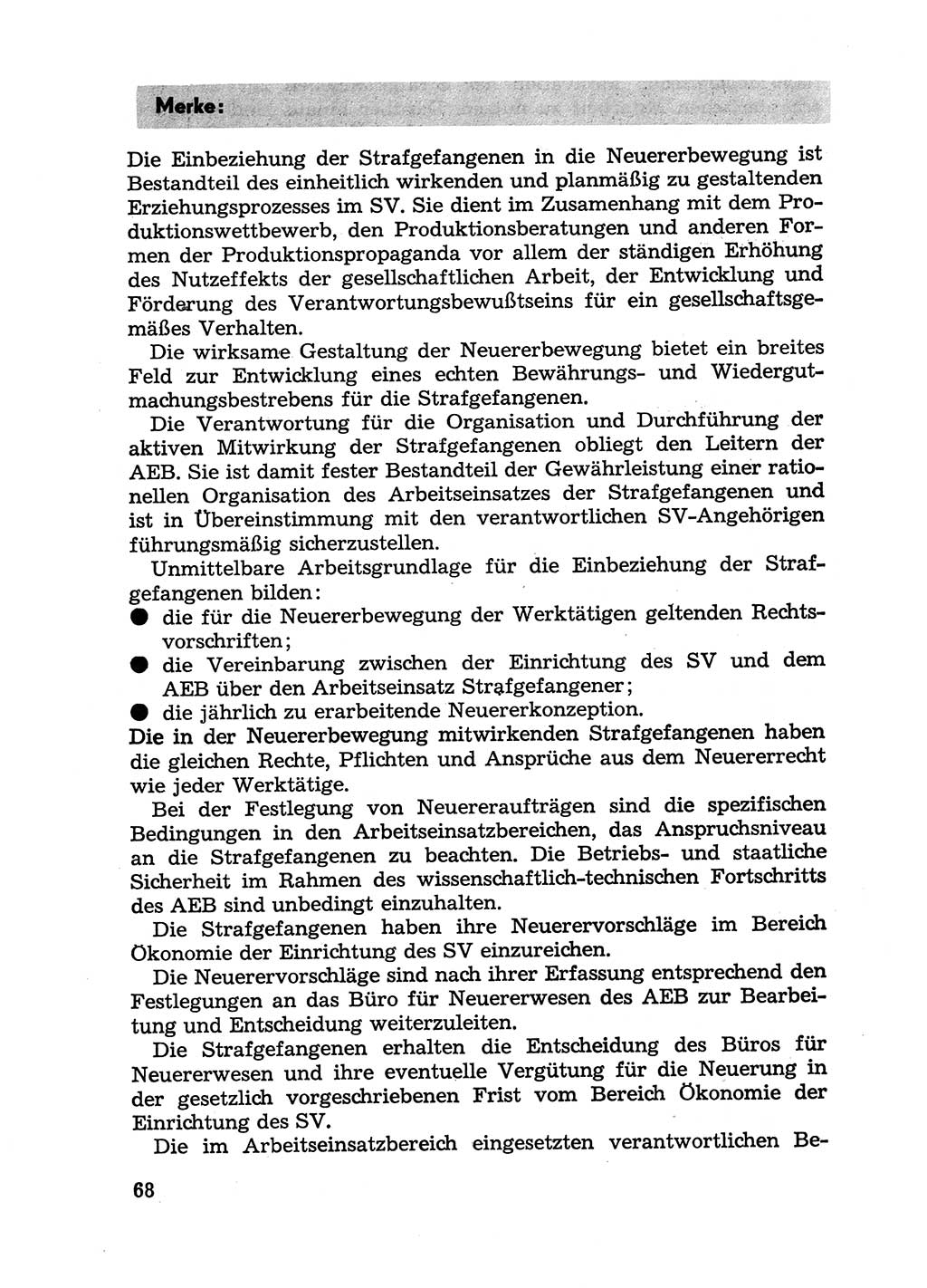 Handbuch für Betriebsangehörige, Abteilung Strafvollzug (SV) [Ministerium des Innern (MdI) Deutsche Demokratische Republik (DDR)] 1981, Seite 68 (Hb. BA Abt. SV MdI DDR 1981, S. 68)