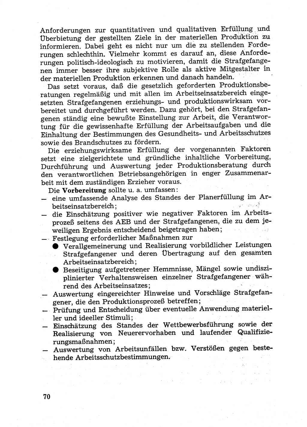 Handbuch für Betriebsangehörige, Abteilung Strafvollzug (SV) [Ministerium des Innern (MdI) Deutsche Demokratische Republik (DDR)] 1981, Seite 70 (Hb. BA Abt. SV MdI DDR 1981, S. 70)