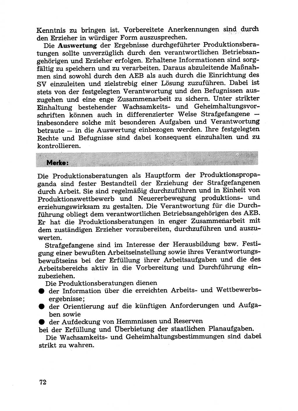 Handbuch für Betriebsangehörige, Abteilung Strafvollzug (SV) [Ministerium des Innern (MdI) Deutsche Demokratische Republik (DDR)] 1981, Seite 72 (Hb. BA Abt. SV MdI DDR 1981, S. 72)