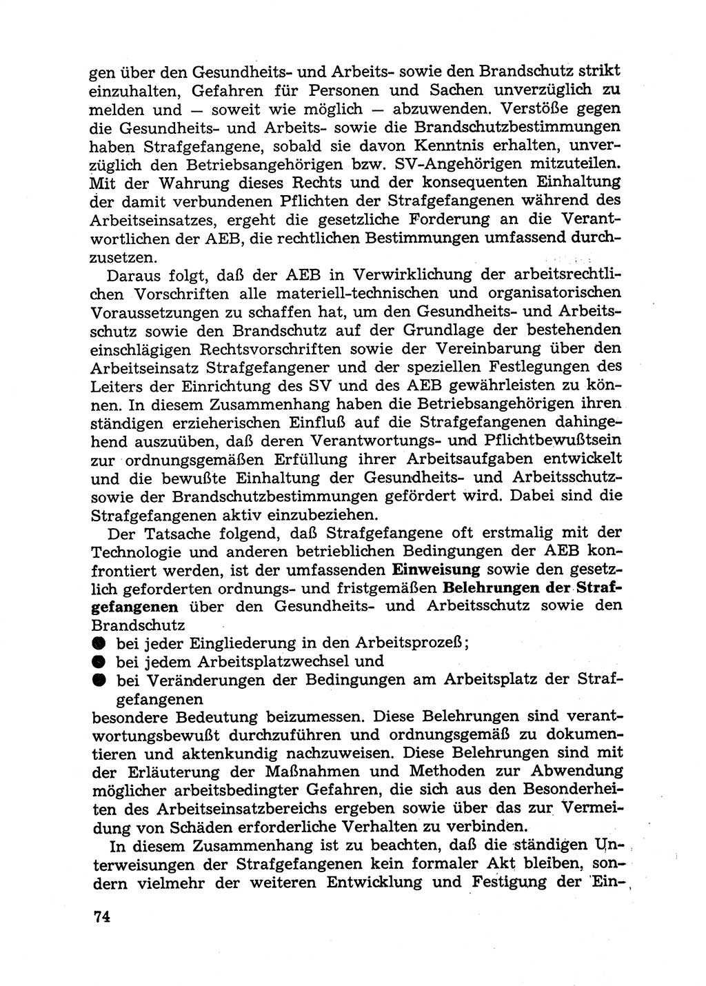 Handbuch für Betriebsangehörige, Abteilung Strafvollzug (SV) [Ministerium des Innern (MdI) Deutsche Demokratische Republik (DDR)] 1981, Seite 74 (Hb. BA Abt. SV MdI DDR 1981, S. 74)