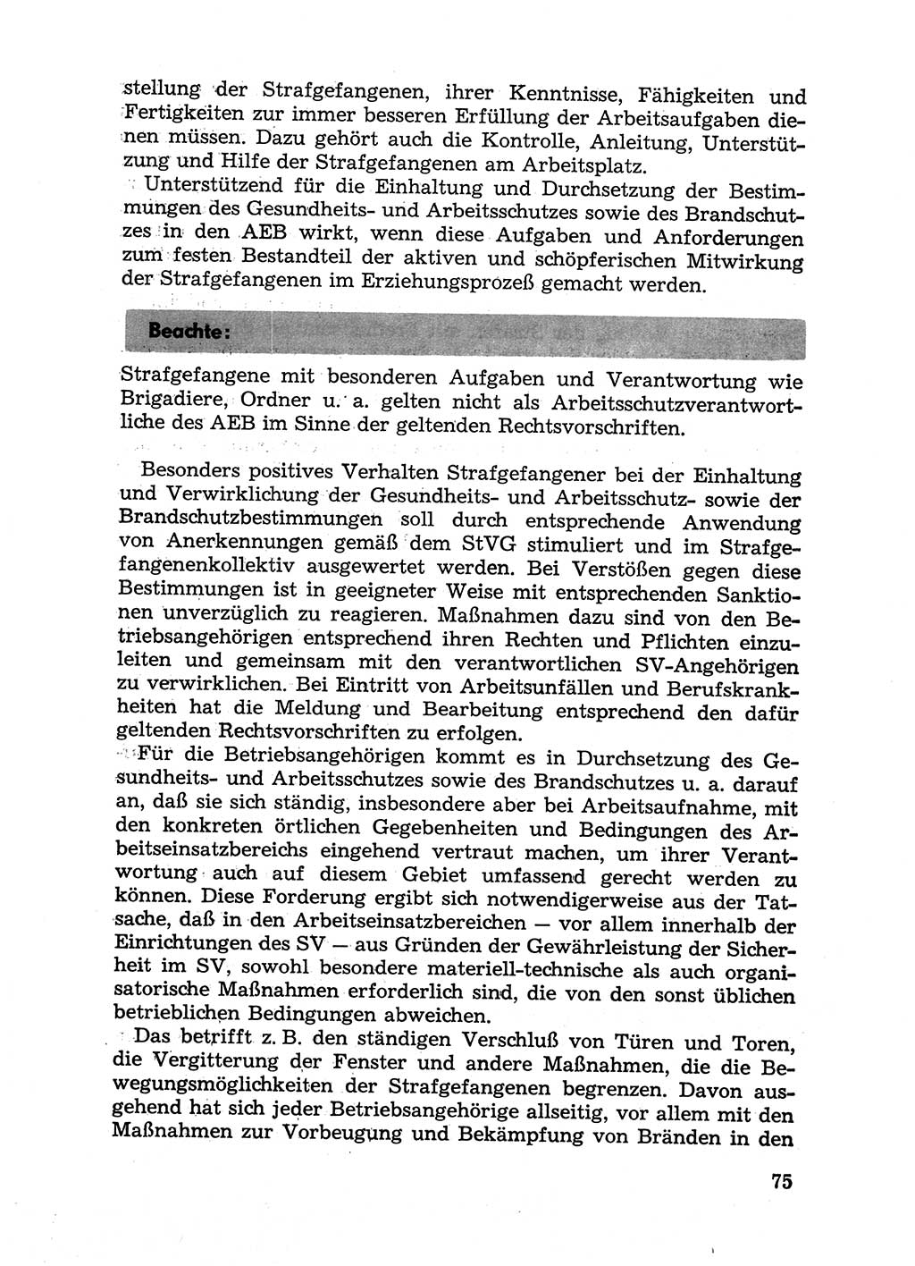 Handbuch für Betriebsangehörige, Abteilung Strafvollzug (SV) [Ministerium des Innern (MdI) Deutsche Demokratische Republik (DDR)] 1981, Seite 75 (Hb. BA Abt. SV MdI DDR 1981, S. 75)