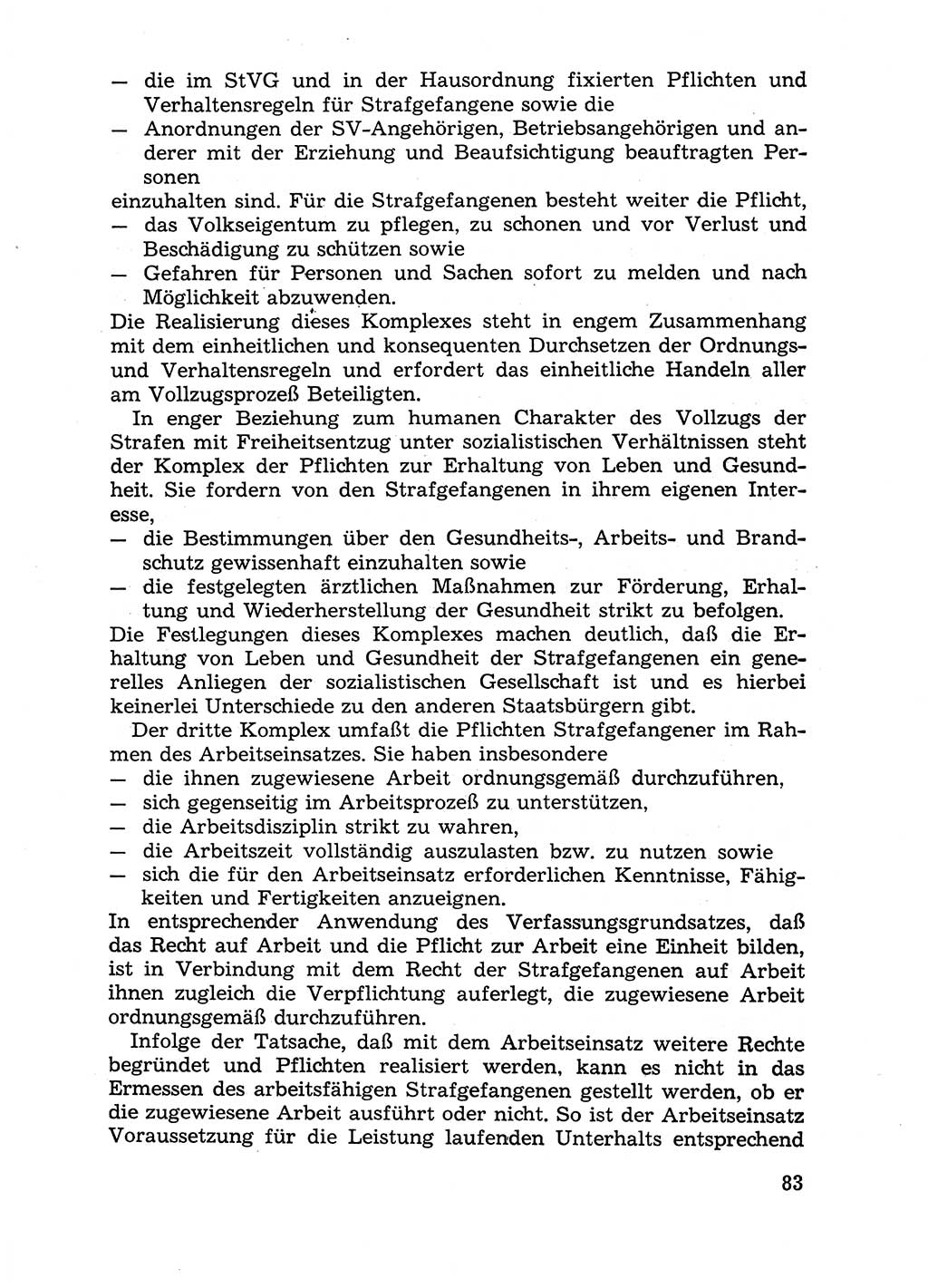 Handbuch für Betriebsangehörige, Abteilung Strafvollzug (SV) [Ministerium des Innern (MdI) Deutsche Demokratische Republik (DDR)] 1981, Seite 83 (Hb. BA Abt. SV MdI DDR 1981, S. 83)