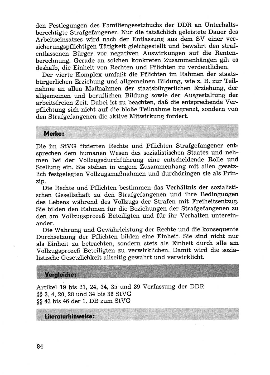 Handbuch für Betriebsangehörige, Abteilung Strafvollzug (SV) [Ministerium des Innern (MdI) Deutsche Demokratische Republik (DDR)] 1981, Seite 84 (Hb. BA Abt. SV MdI DDR 1981, S. 84)