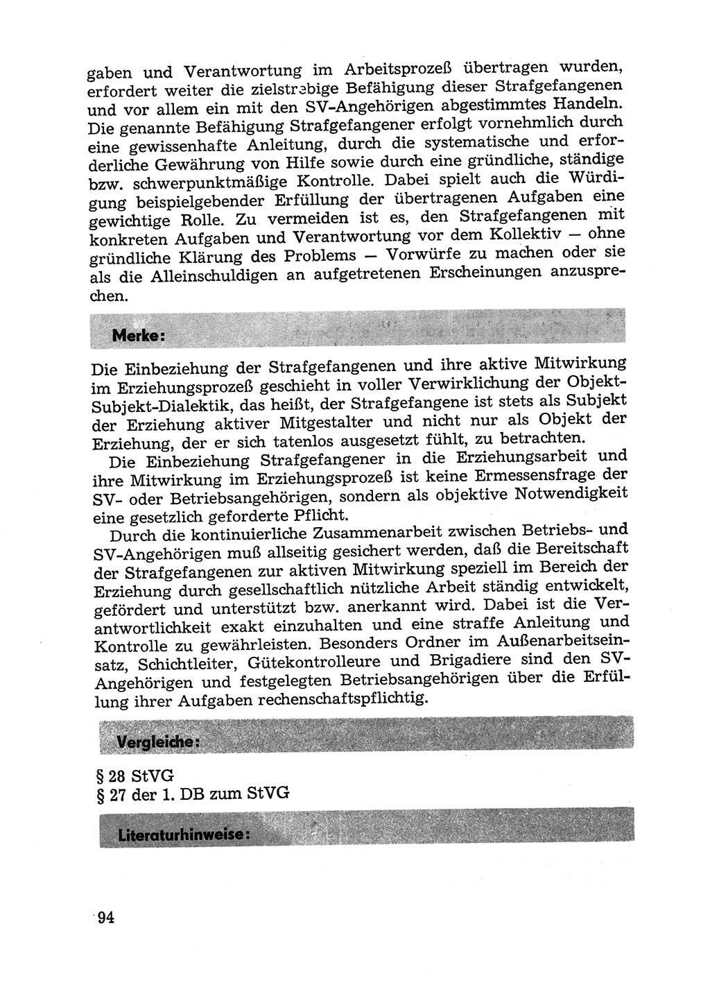 Handbuch für Betriebsangehörige, Abteilung Strafvollzug (SV) [Ministerium des Innern (MdI) Deutsche Demokratische Republik (DDR)] 1981, Seite 94 (Hb. BA Abt. SV MdI DDR 1981, S. 94)