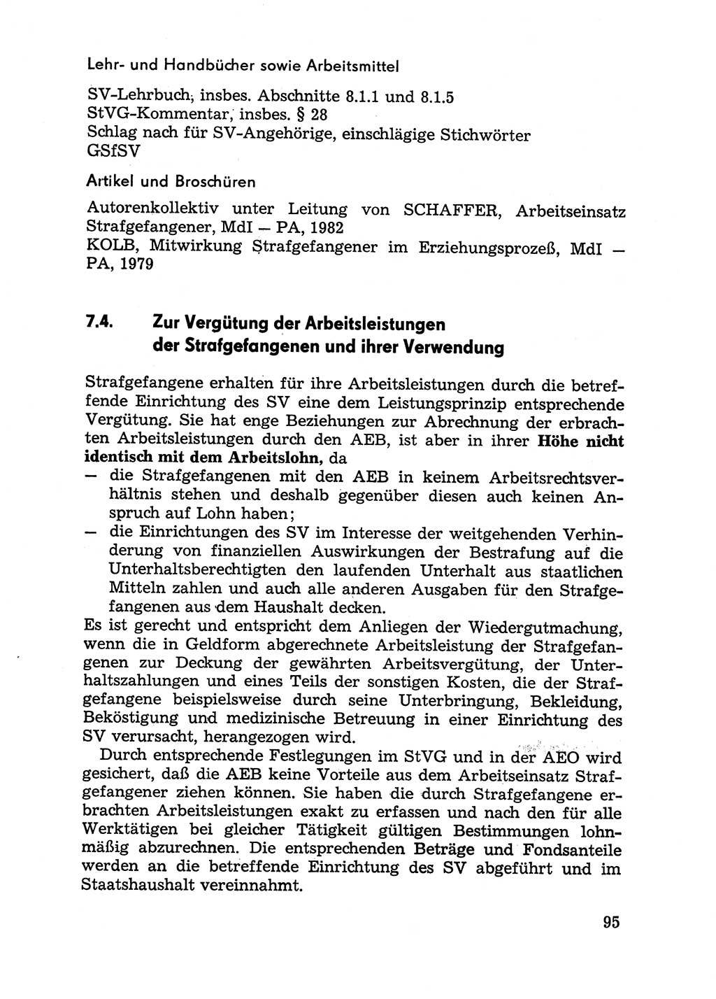 Handbuch für Betriebsangehörige, Abteilung Strafvollzug (SV) [Ministerium des Innern (MdI) Deutsche Demokratische Republik (DDR)] 1981, Seite 95 (Hb. BA Abt. SV MdI DDR 1981, S. 95)