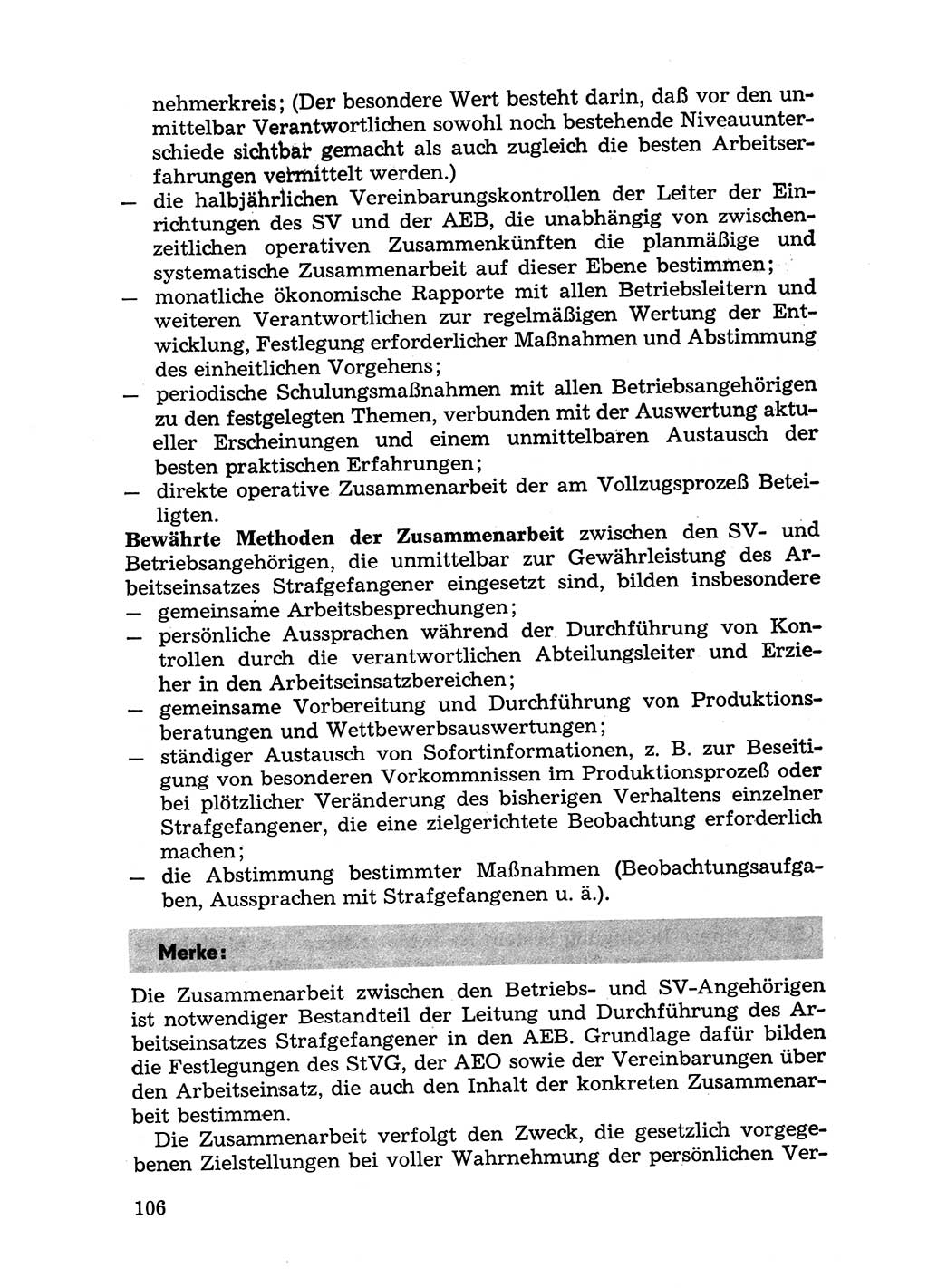 Handbuch für Betriebsangehörige, Abteilung Strafvollzug (SV) [Ministerium des Innern (MdI) Deutsche Demokratische Republik (DDR)] 1981, Seite 106 (Hb. BA Abt. SV MdI DDR 1981, S. 106)