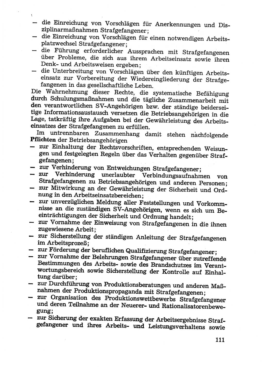 Handbuch für Betriebsangehörige, Abteilung Strafvollzug (SV) [Ministerium des Innern (MdI) Deutsche Demokratische Republik (DDR)] 1981, Seite 111 (Hb. BA Abt. SV MdI DDR 1981, S. 111)