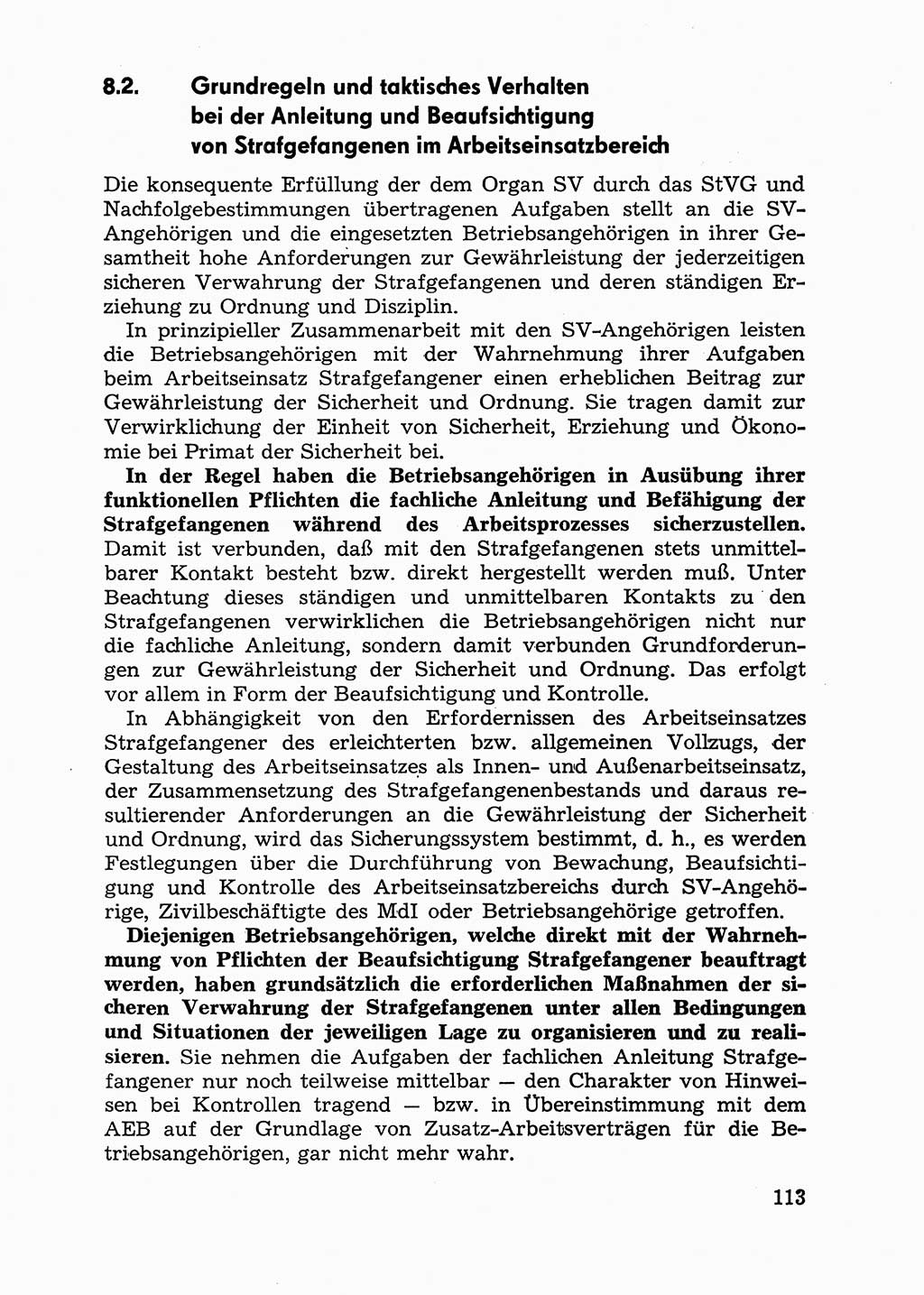 Handbuch für Betriebsangehörige, Abteilung Strafvollzug (SV) [Ministerium des Innern (MdI) Deutsche Demokratische Republik (DDR)] 1981, Seite 113 (Hb. BA Abt. SV MdI DDR 1981, S. 113)