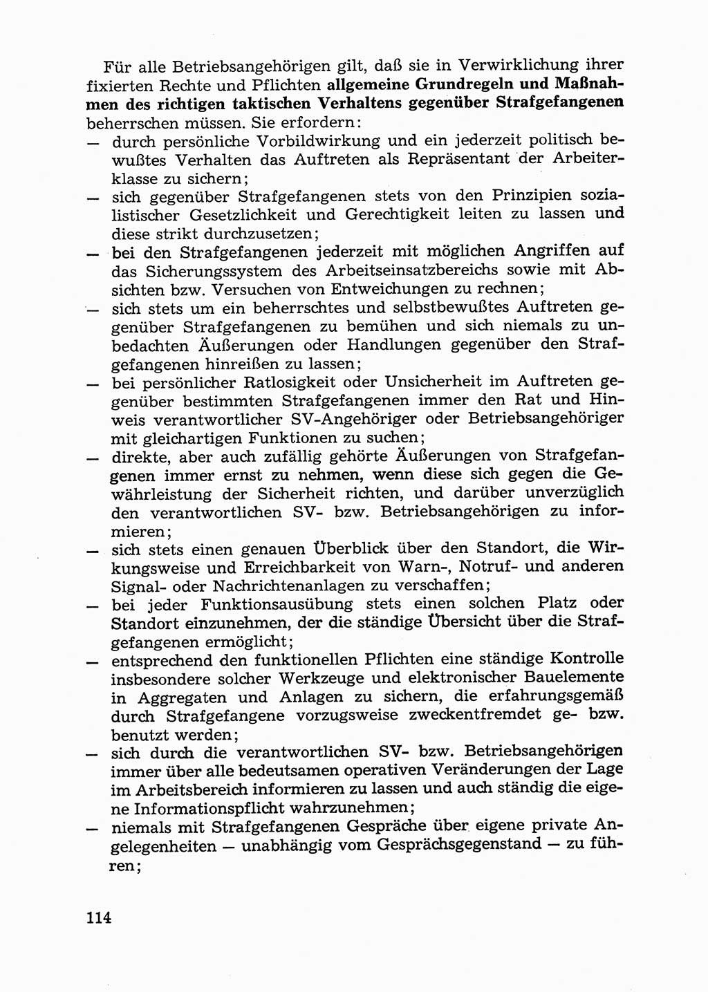 Handbuch für Betriebsangehörige, Abteilung Strafvollzug (SV) [Ministerium des Innern (MdI) Deutsche Demokratische Republik (DDR)] 1981, Seite 114 (Hb. BA Abt. SV MdI DDR 1981, S. 114)