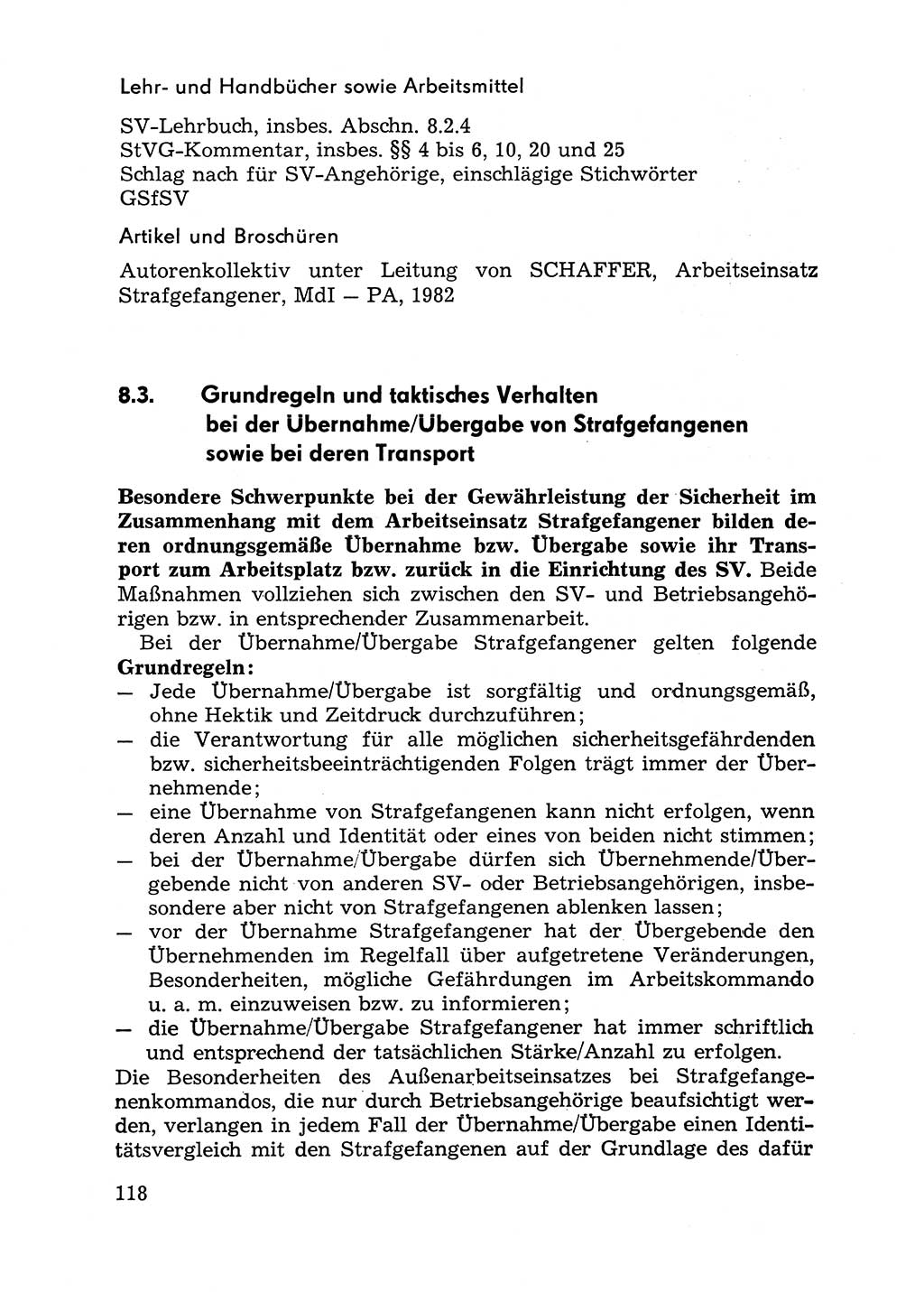 Handbuch für Betriebsangehörige, Abteilung Strafvollzug (SV) [Ministerium des Innern (MdI) Deutsche Demokratische Republik (DDR)] 1981, Seite 118 (Hb. BA Abt. SV MdI DDR 1981, S. 118)