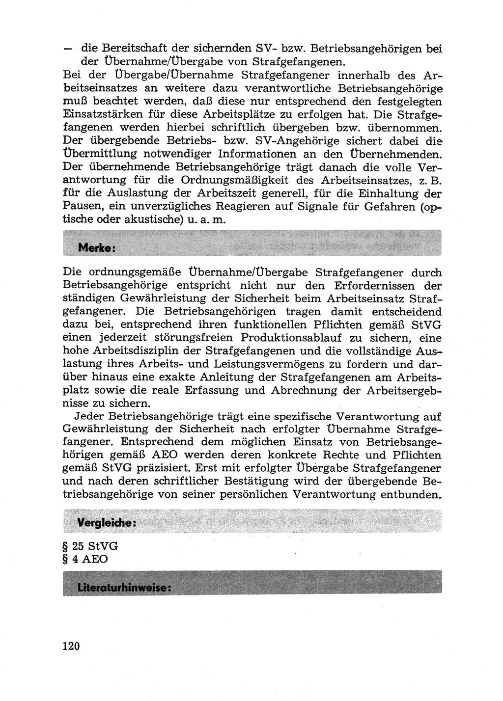 Handbuch für Betriebsangehörige, Abteilung Strafvollzug (SV) [Ministerium des Innern (MdI) Deutsche Demokratische Republik (DDR)] 1981, Seite 120 (Hb. BA Abt. SV MdI DDR 1981, S. 120)