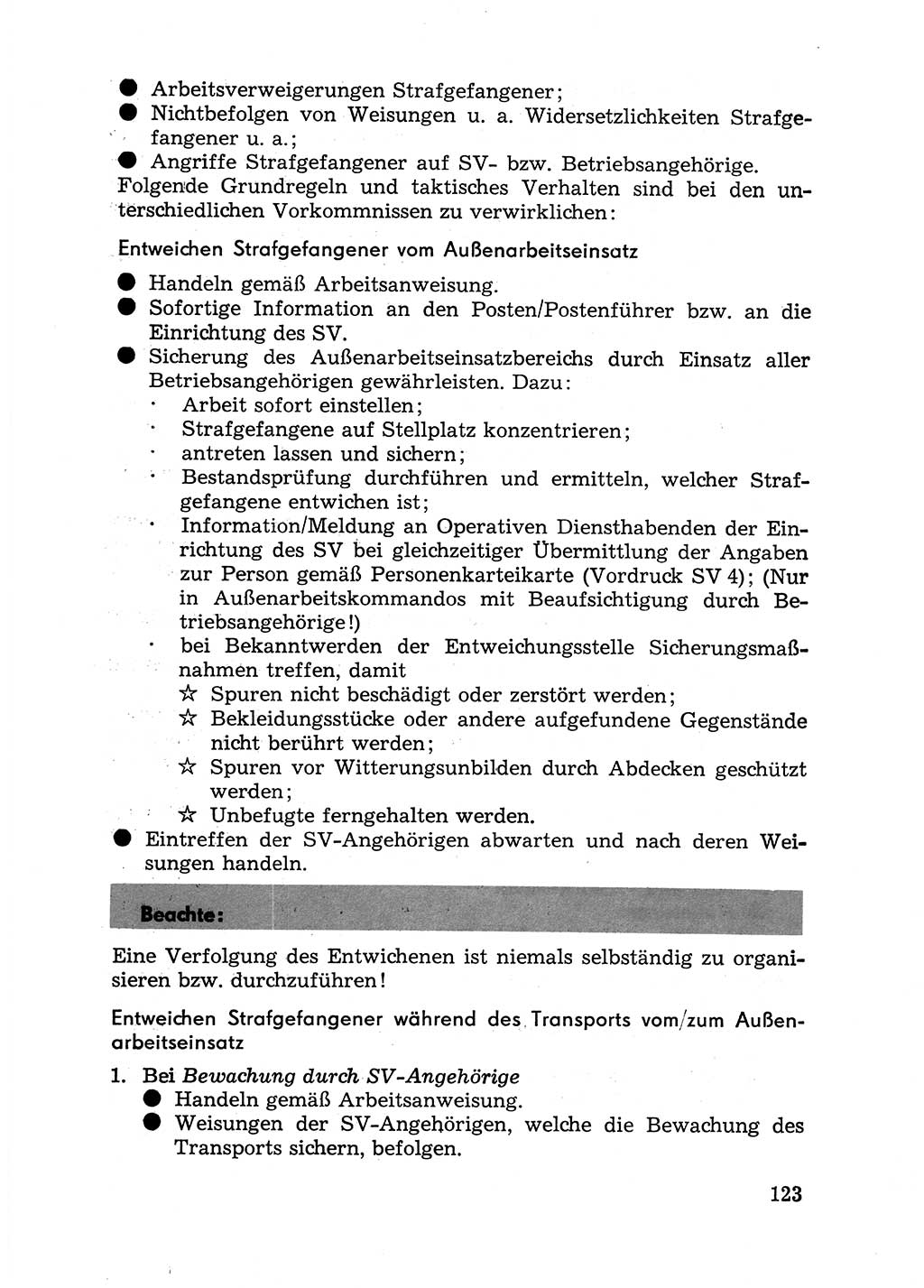 Handbuch für Betriebsangehörige, Abteilung Strafvollzug (SV) [Ministerium des Innern (MdI) Deutsche Demokratische Republik (DDR)] 1981, Seite 123 (Hb. BA Abt. SV MdI DDR 1981, S. 123)