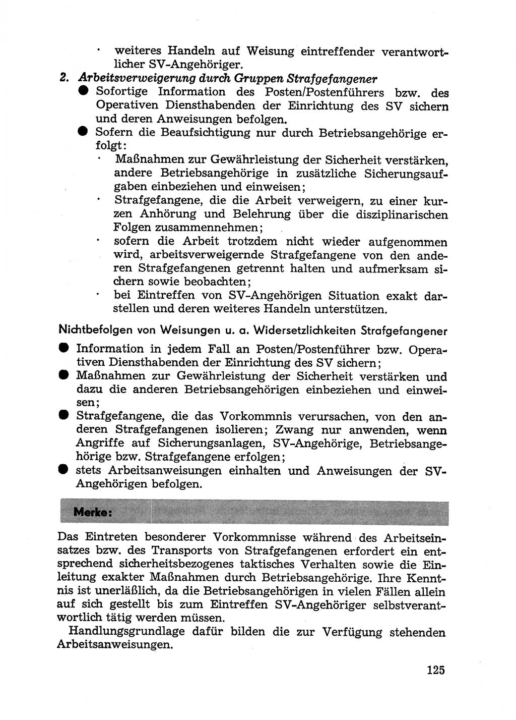 Handbuch für Betriebsangehörige, Abteilung Strafvollzug (SV) [Ministerium des Innern (MdI) Deutsche Demokratische Republik (DDR)] 1981, Seite 125 (Hb. BA Abt. SV MdI DDR 1981, S. 125)