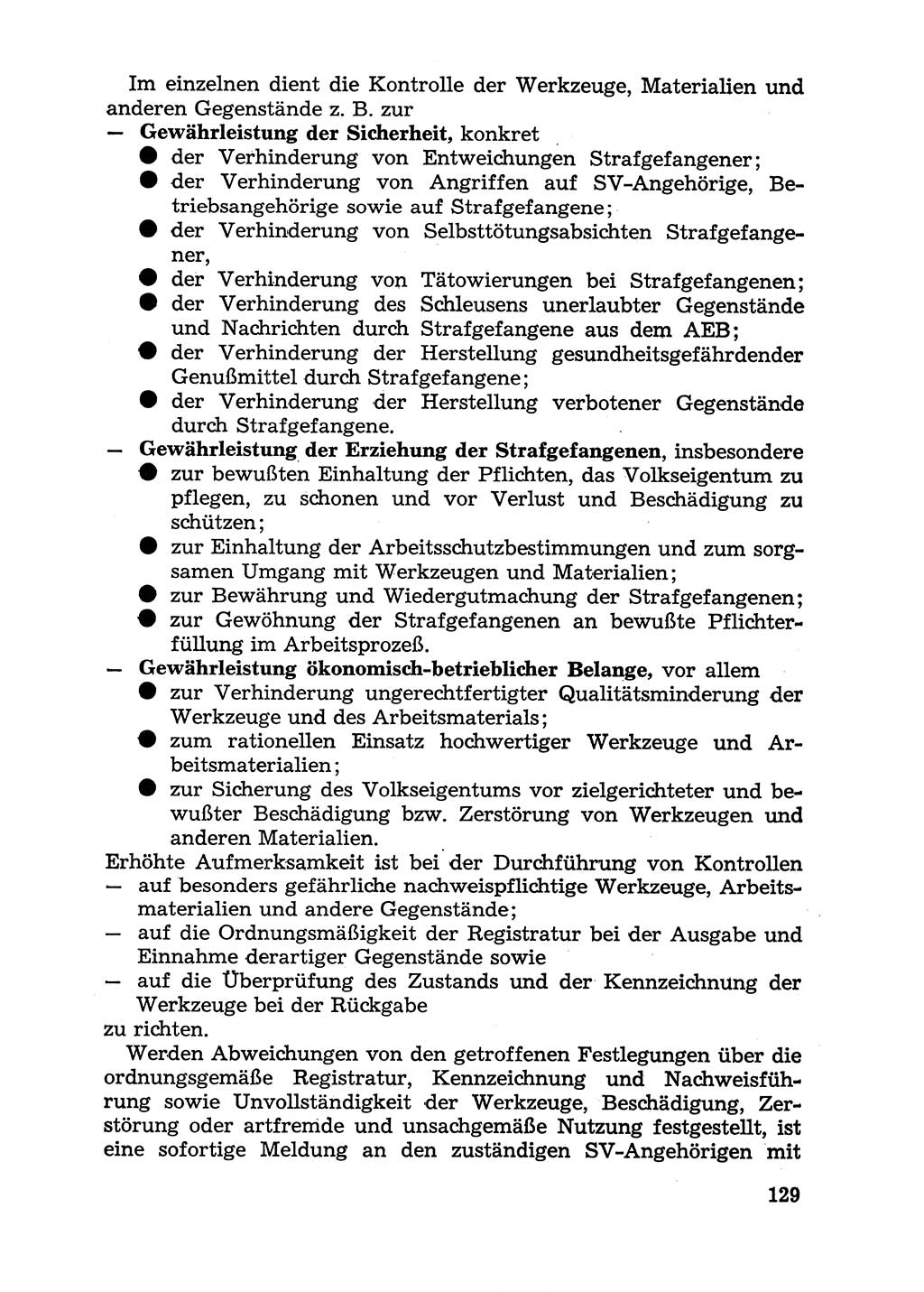 Handbuch für Betriebsangehörige, Abteilung Strafvollzug (SV) [Ministerium des Innern (MdI) Deutsche Demokratische Republik (DDR)] 1981, Seite 129 (Hb. BA Abt. SV MdI DDR 1981, S. 129)