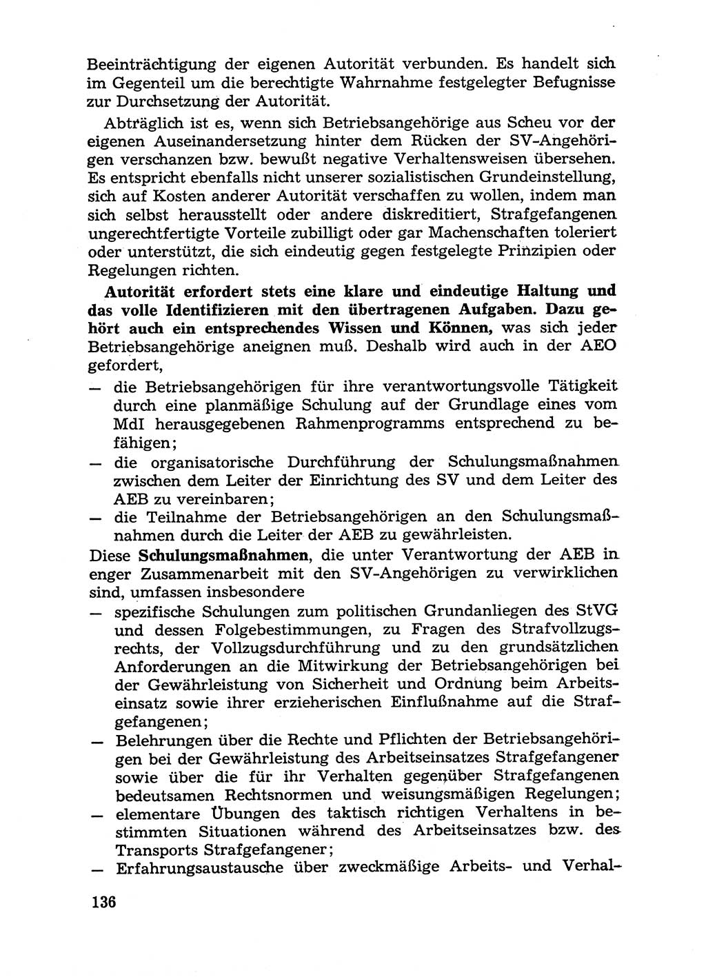 Handbuch für Betriebsangehörige, Abteilung Strafvollzug (SV) [Ministerium des Innern (MdI) Deutsche Demokratische Republik (DDR)] 1981, Seite 136 (Hb. BA Abt. SV MdI DDR 1981, S. 136)