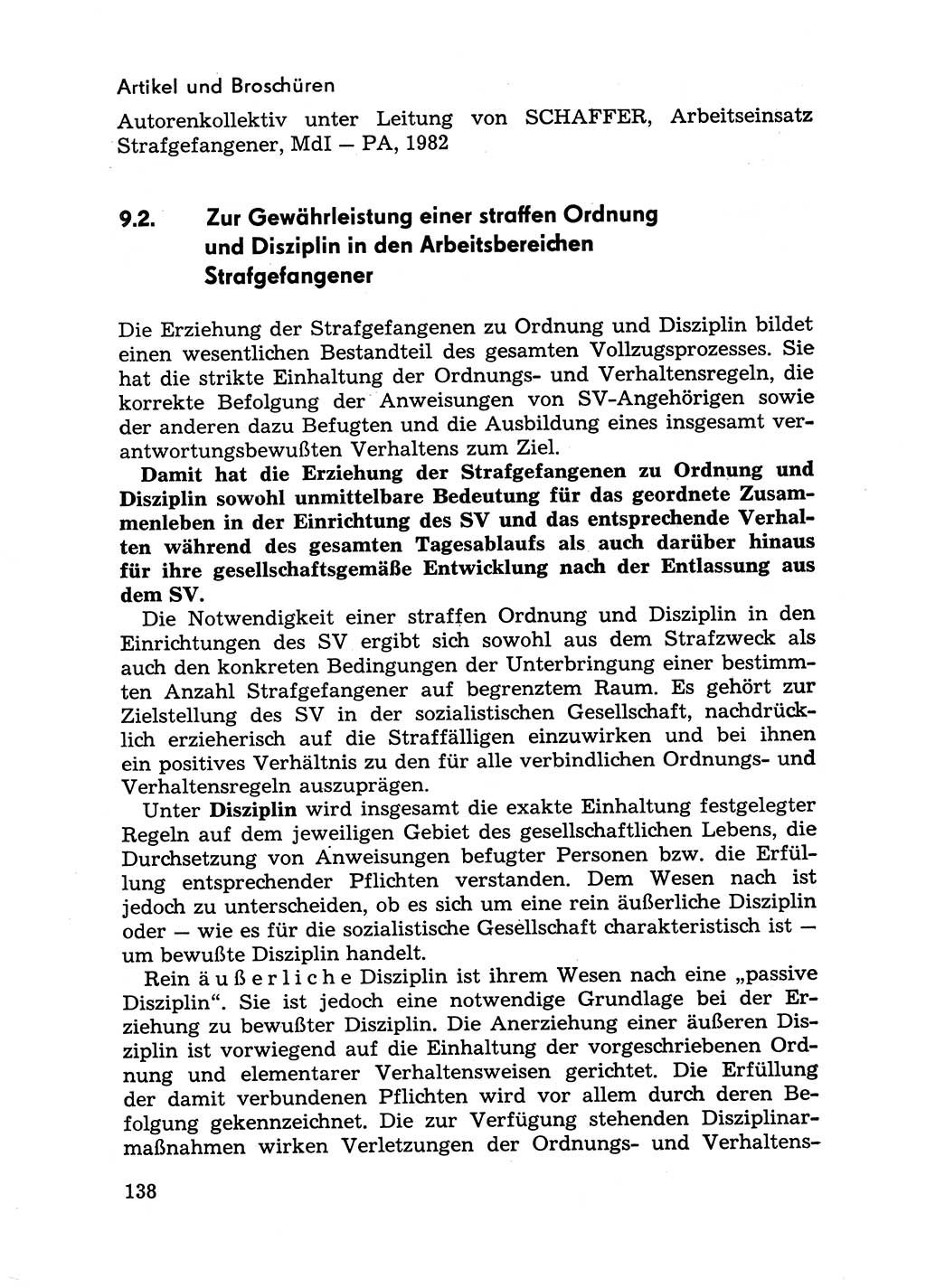 Handbuch für Betriebsangehörige, Abteilung Strafvollzug (SV) [Ministerium des Innern (MdI) Deutsche Demokratische Republik (DDR)] 1981, Seite 138 (Hb. BA Abt. SV MdI DDR 1981, S. 138)