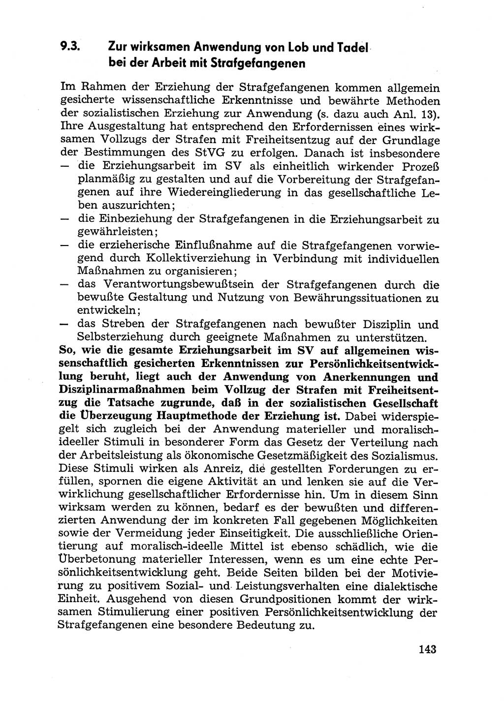 Handbuch für Betriebsangehörige, Abteilung Strafvollzug (SV) [Ministerium des Innern (MdI) Deutsche Demokratische Republik (DDR)] 1981, Seite 143 (Hb. BA Abt. SV MdI DDR 1981, S. 143)