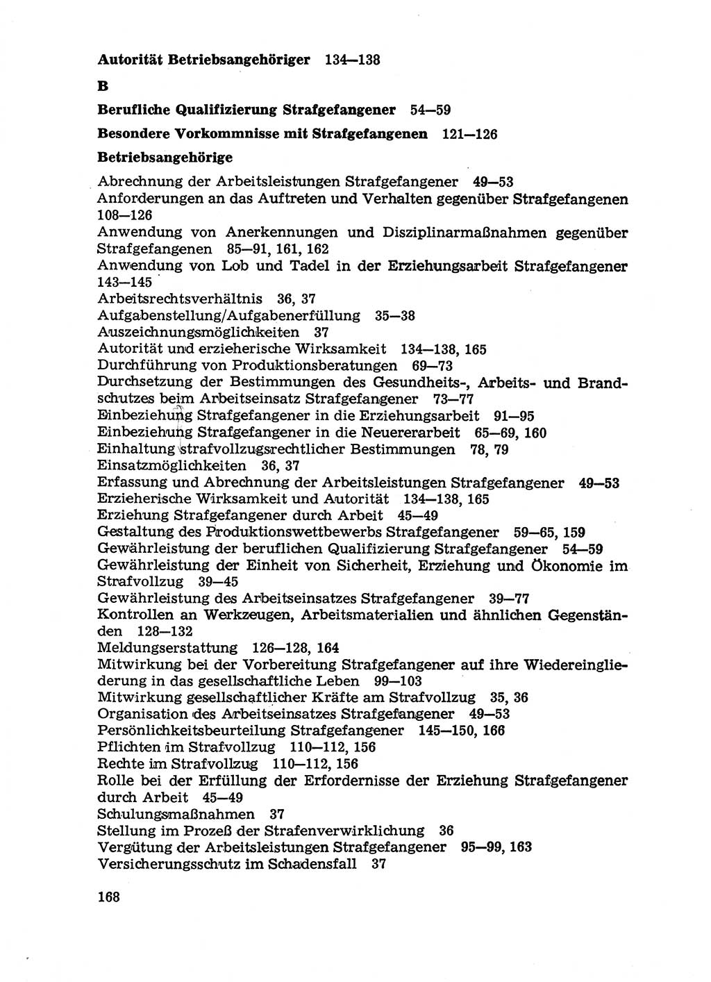 Handbuch für Betriebsangehörige, Abteilung Strafvollzug (SV) [Ministerium des Innern (MdI) Deutsche Demokratische Republik (DDR)] 1981, Seite 168 (Hb. BA Abt. SV MdI DDR 1981, S. 168)