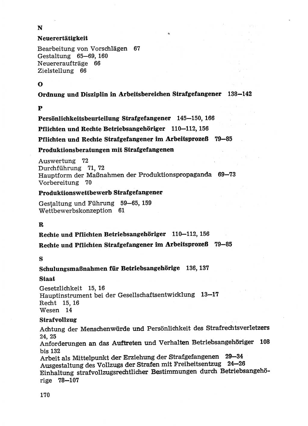 Handbuch für Betriebsangehörige, Abteilung Strafvollzug (SV) [Ministerium des Innern (MdI) Deutsche Demokratische Republik (DDR)] 1981, Seite 170 (Hb. BA Abt. SV MdI DDR 1981, S. 170)