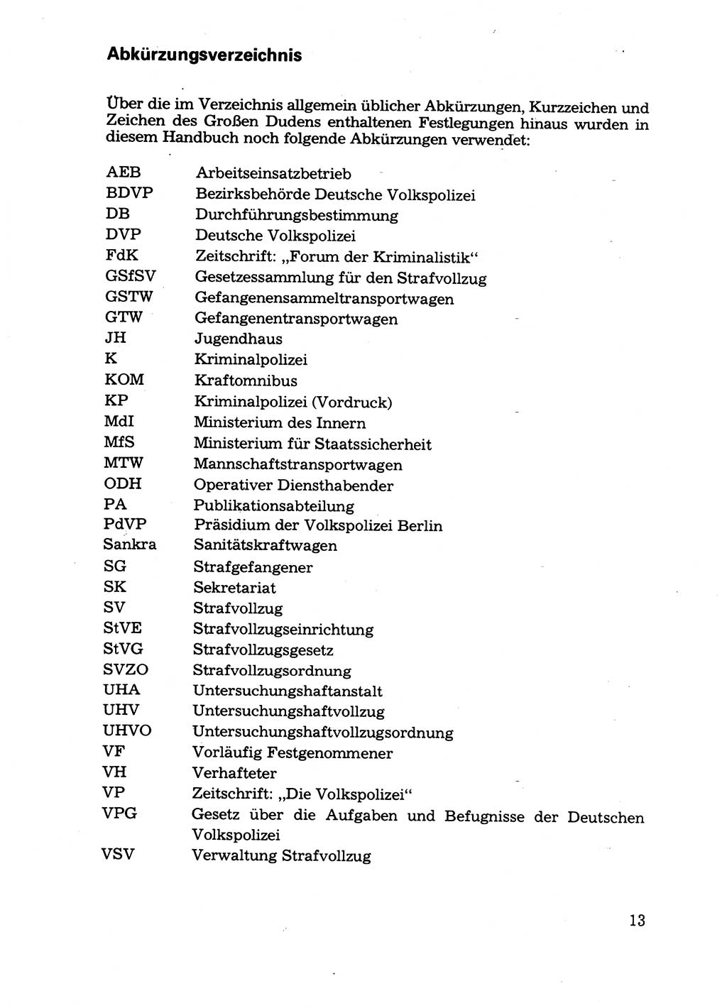 Handbuch für operative Dienste, Abteilung Strafvollzug (SV) [Ministerium des Innern (MdI) Deutsche Demokratische Republik (DDR)] 1981, Seite 13 (Hb. op. D. Abt. SV MdI DDR 1981, S. 13)