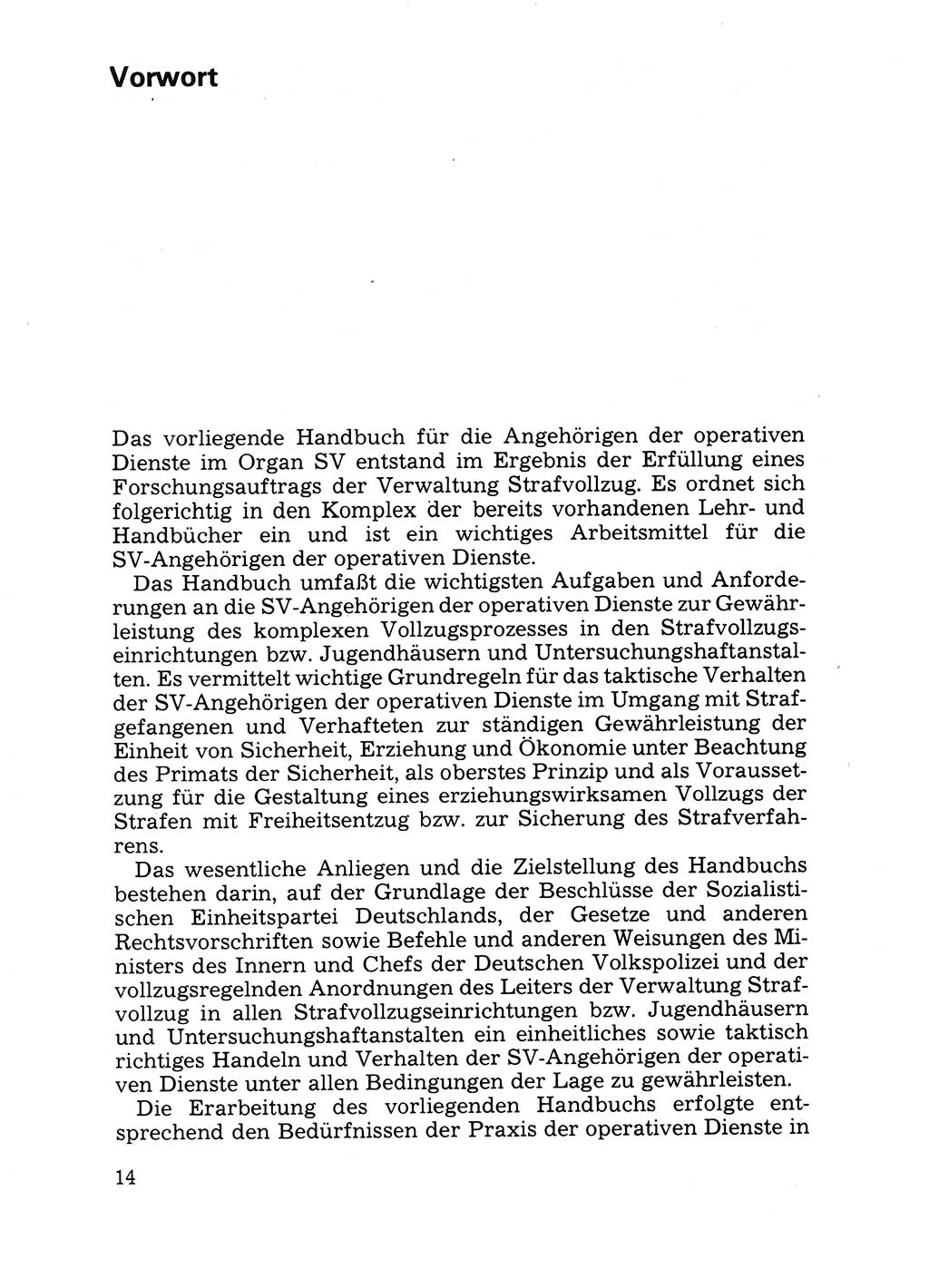 Handbuch für operative Dienste, Abteilung Strafvollzug (SV) [Ministerium des Innern (MdI) Deutsche Demokratische Republik (DDR)] 1981, Seite 14 (Hb. op. D. Abt. SV MdI DDR 1981, S. 14)