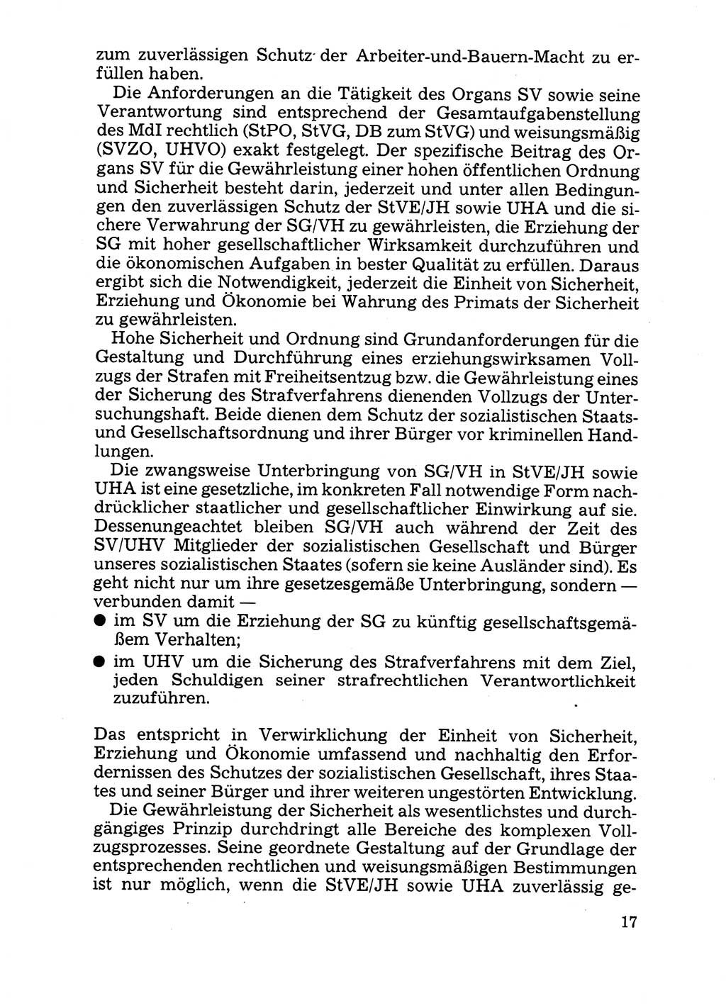 Handbuch für operative Dienste, Abteilung Strafvollzug (SV) [Ministerium des Innern (MdI) Deutsche Demokratische Republik (DDR)] 1981, Seite 17 (Hb. op. D. Abt. SV MdI DDR 1981, S. 17)