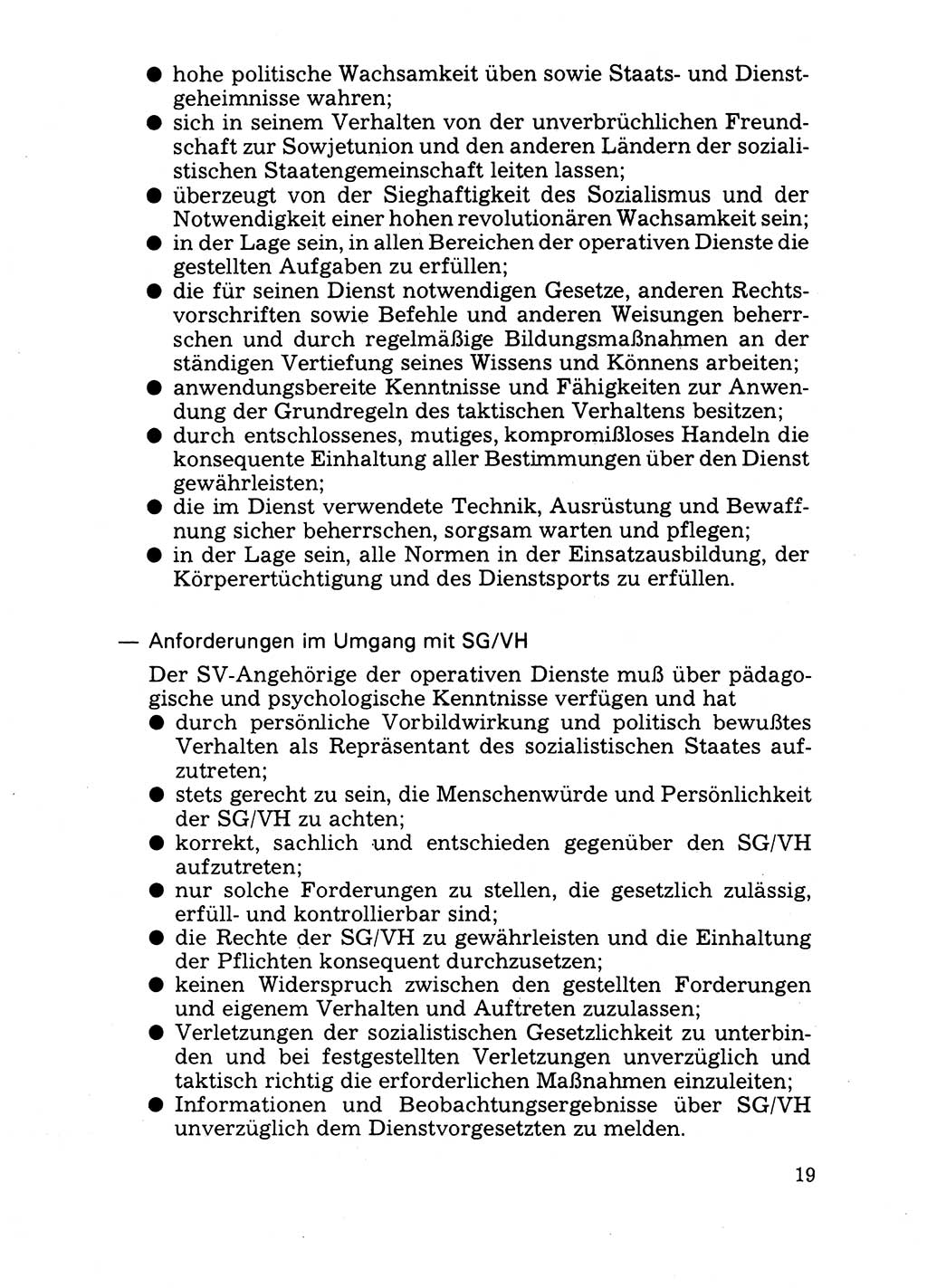 Handbuch für operative Dienste, Abteilung Strafvollzug (SV) [Ministerium des Innern (MdI) Deutsche Demokratische Republik (DDR)] 1981, Seite 19 (Hb. op. D. Abt. SV MdI DDR 1981, S. 19)