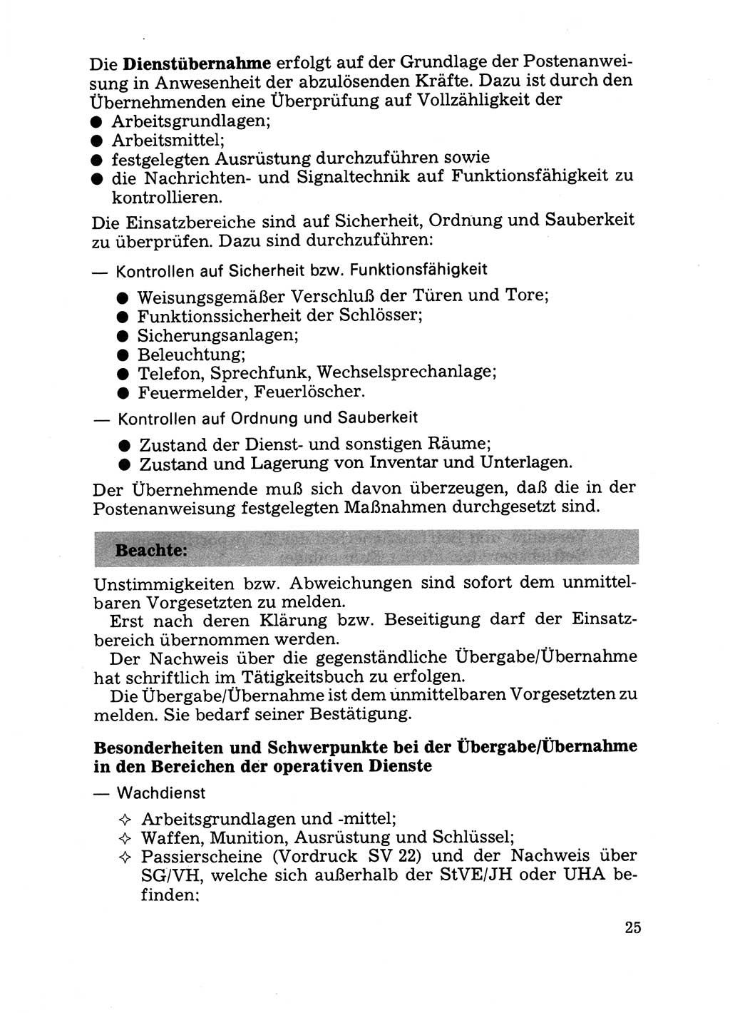 Handbuch für operative Dienste, Abteilung Strafvollzug (SV) [Ministerium des Innern (MdI) Deutsche Demokratische Republik (DDR)] 1981, Seite 25 (Hb. op. D. Abt. SV MdI DDR 1981, S. 25)