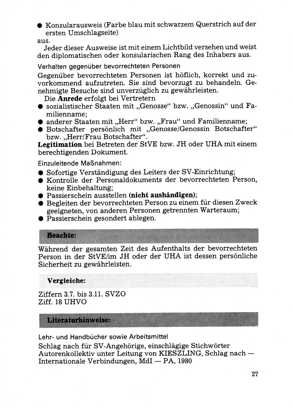Handbuch für operative Dienste, Abteilung Strafvollzug (SV) [Ministerium des Innern (MdI) Deutsche Demokratische Republik (DDR)] 1981, Seite 27 (Hb. op. D. Abt. SV MdI DDR 1981, S. 27)