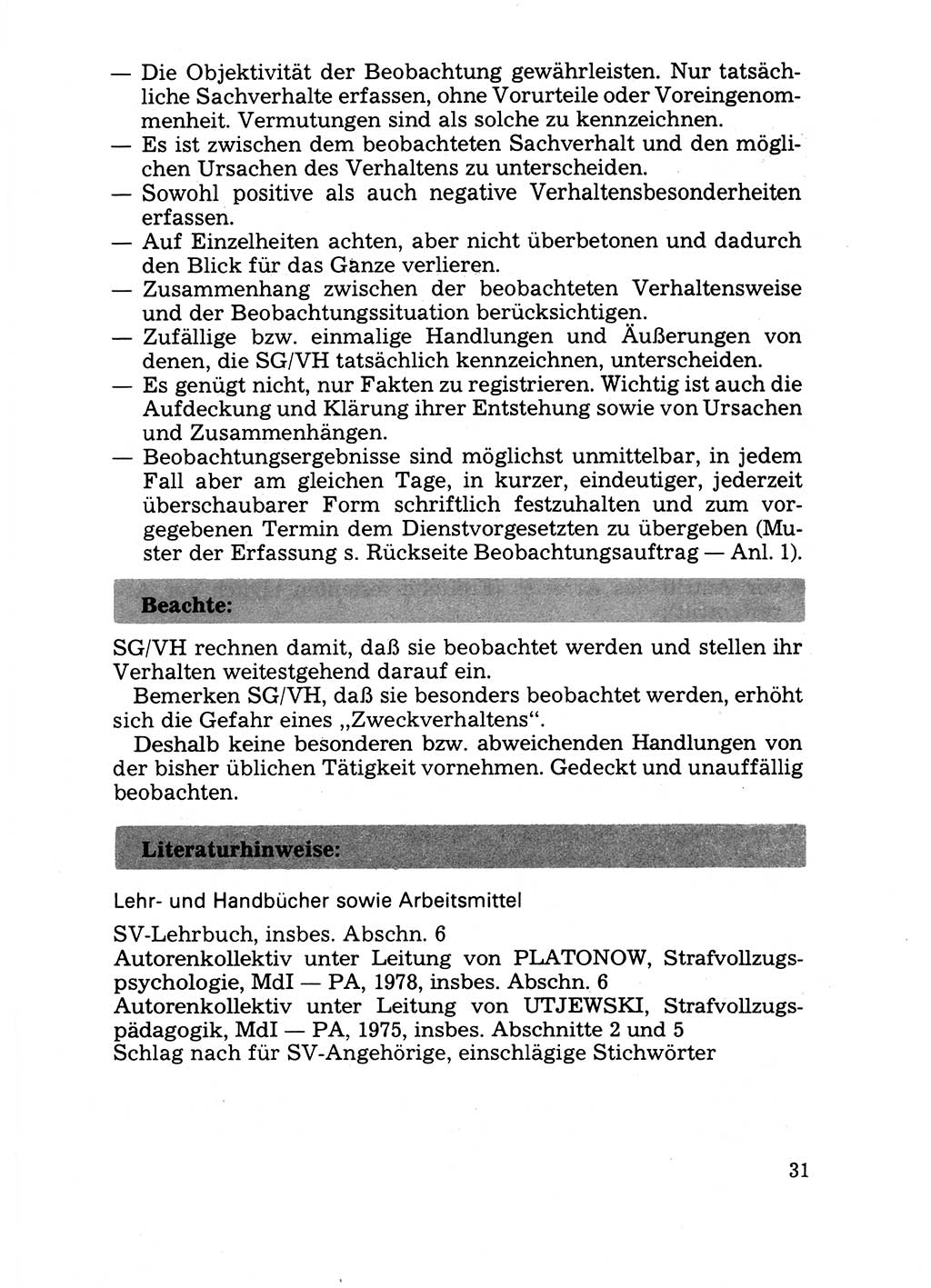 Handbuch für operative Dienste, Abteilung Strafvollzug (SV) [Ministerium des Innern (MdI) Deutsche Demokratische Republik (DDR)] 1981, Seite 31 (Hb. op. D. Abt. SV MdI DDR 1981, S. 31)