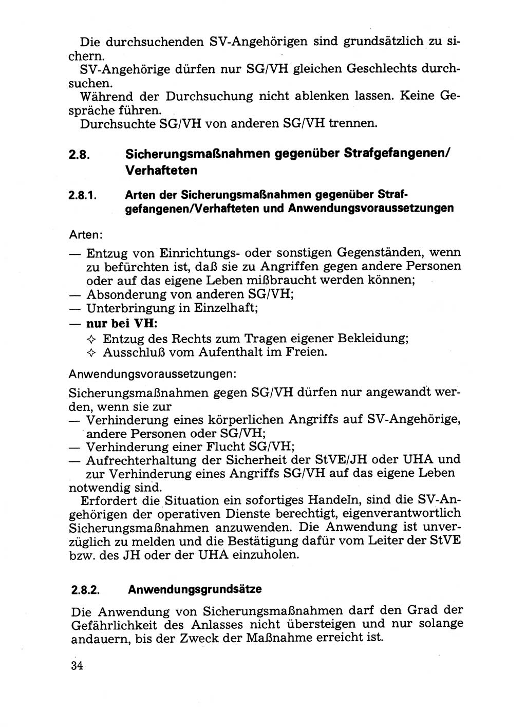 Handbuch für operative Dienste, Abteilung Strafvollzug (SV) [Ministerium des Innern (MdI) Deutsche Demokratische Republik (DDR)] 1981, Seite 34 (Hb. op. D. Abt. SV MdI DDR 1981, S. 34)