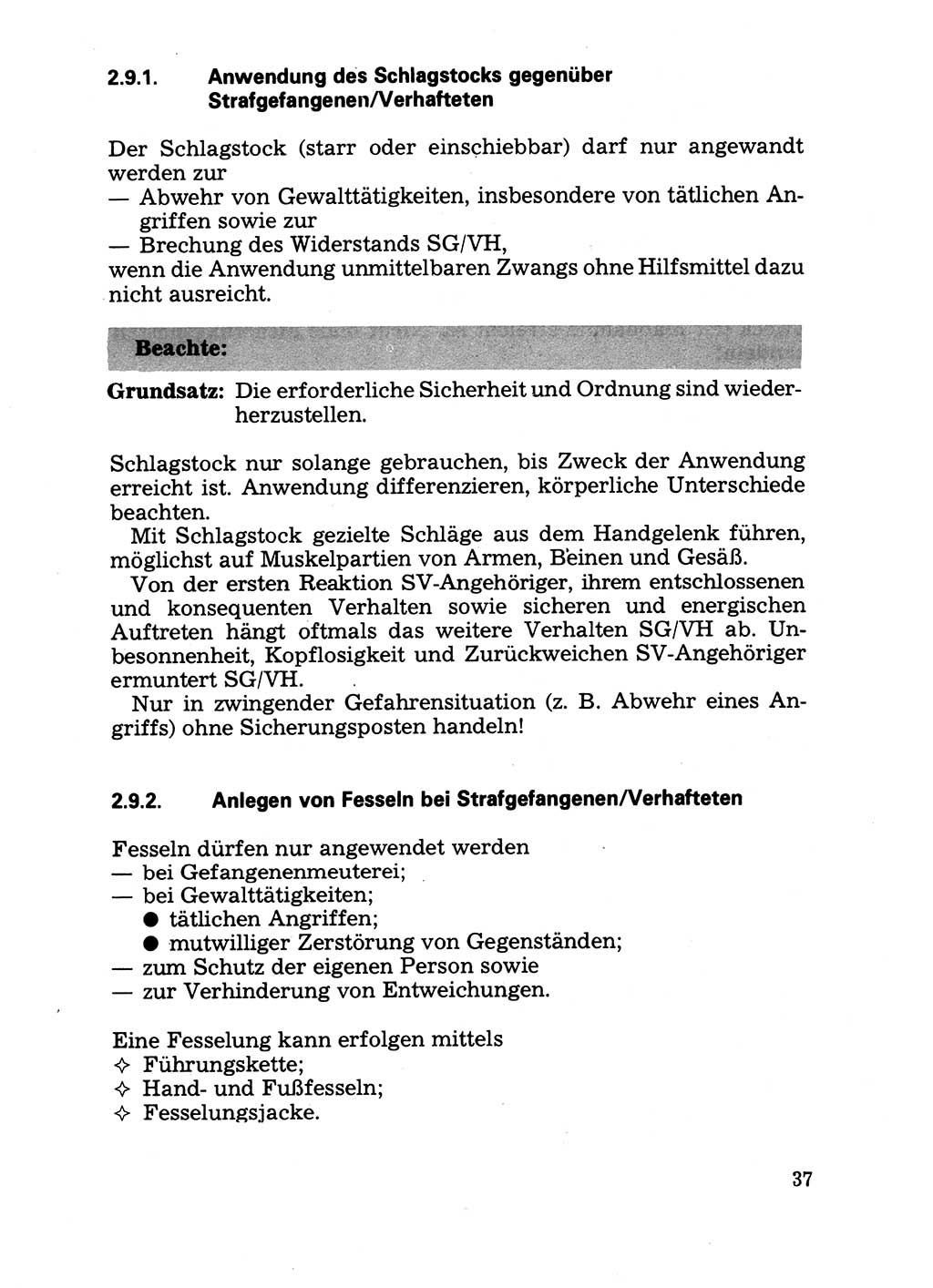 Handbuch für operative Dienste, Abteilung Strafvollzug (SV) [Ministerium des Innern (MdI) Deutsche Demokratische Republik (DDR)] 1981, Seite 37 (Hb. op. D. Abt. SV MdI DDR 1981, S. 37)