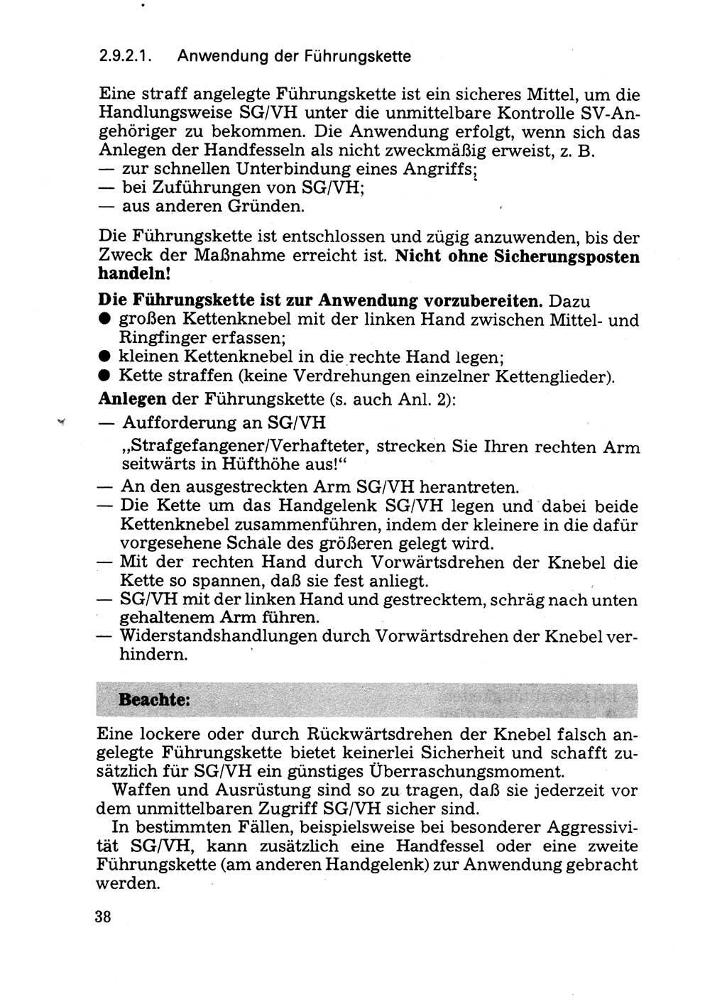Handbuch für operative Dienste, Abteilung Strafvollzug (SV) [Ministerium des Innern (MdI) Deutsche Demokratische Republik (DDR)] 1981, Seite 38 (Hb. op. D. Abt. SV MdI DDR 1981, S. 38)